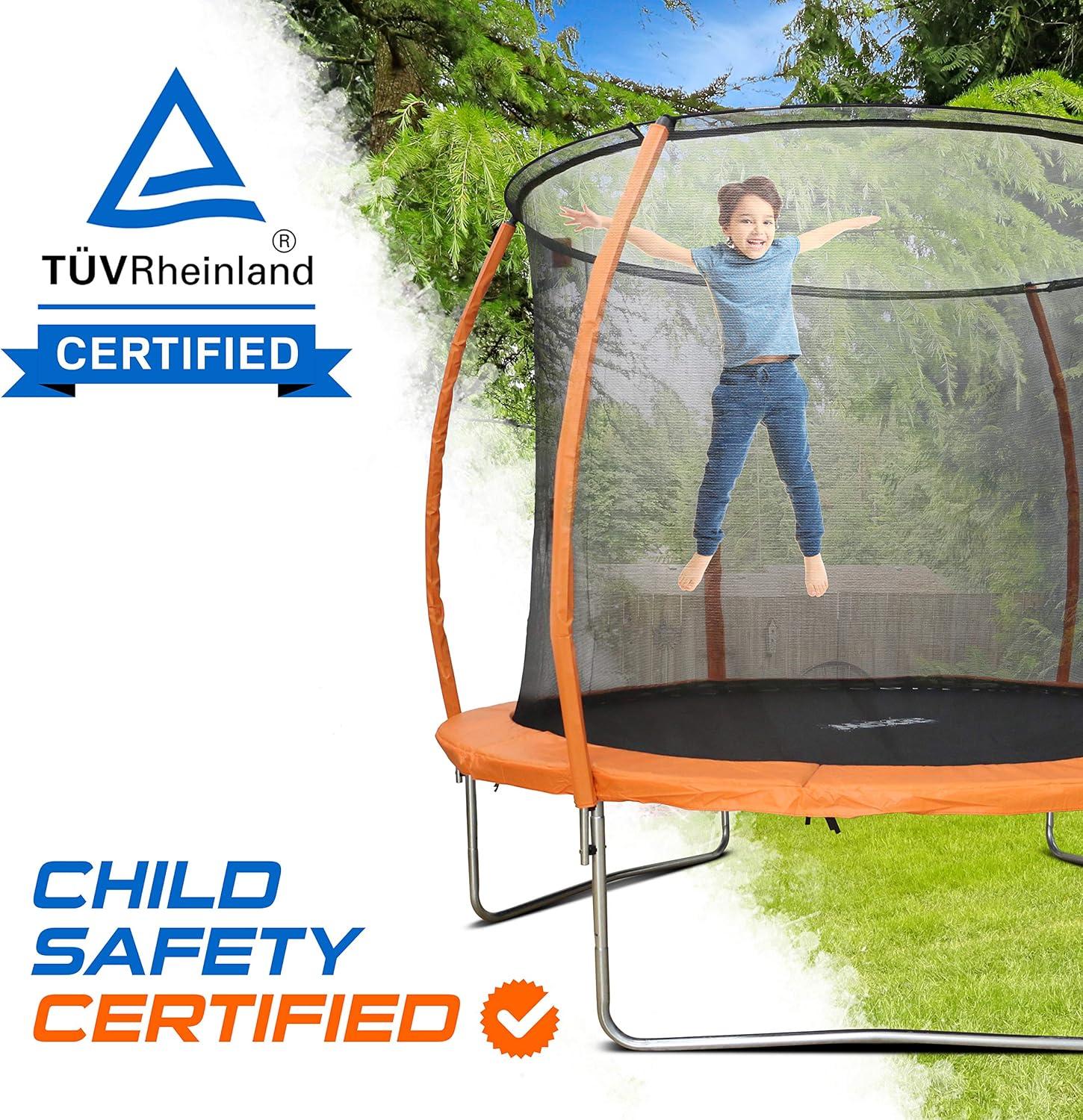 Moxie Machrus Moxie Pumpkin-Shaped Outdoor Trampoline Set with Top-Ring Frame Safety Enclosure, 10 FT