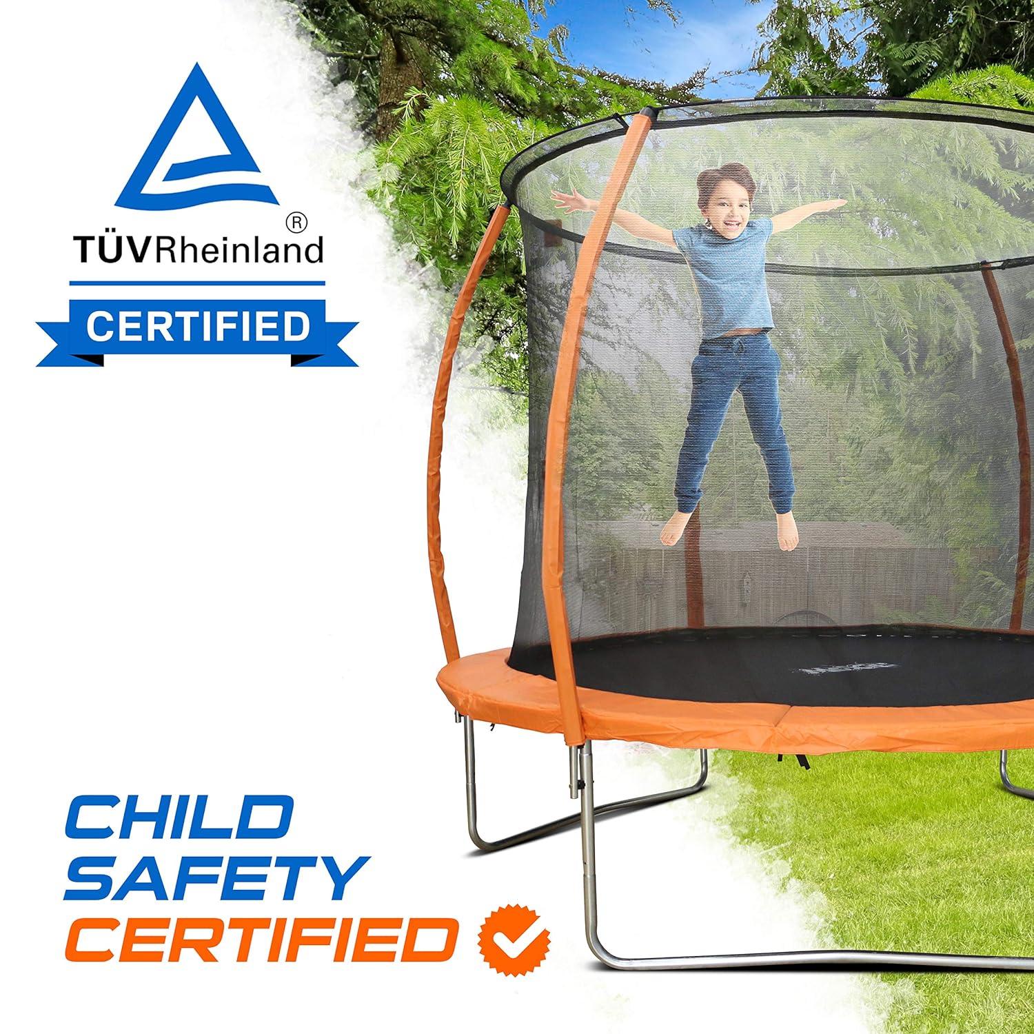 Moxie Machrus Moxie Pumpkin-Shaped Outdoor Trampoline Set with Top-Ring Frame Safety Enclosure, 10 FT