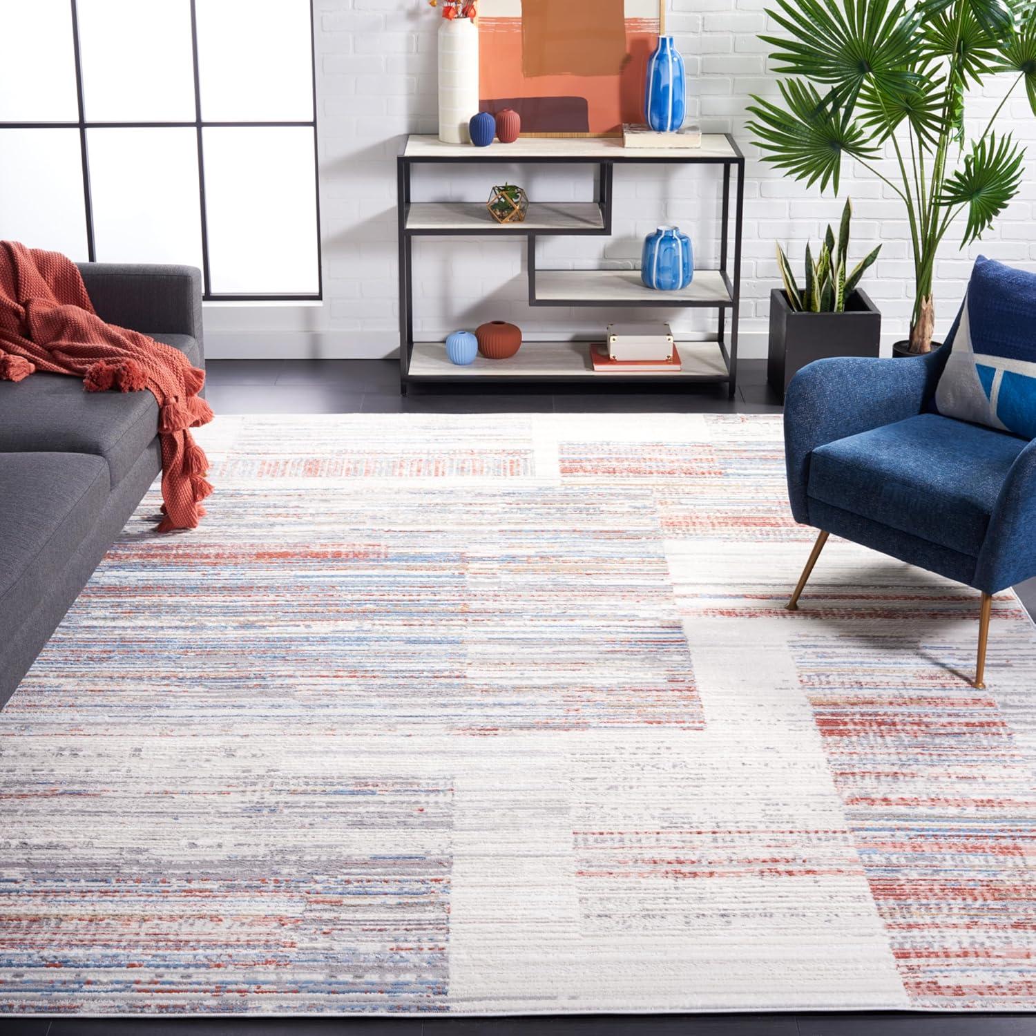 Shivan 100 SHV198 Power Loomed Indoor Area Rug - Ivory/Rust - 8'x10' - Safavieh