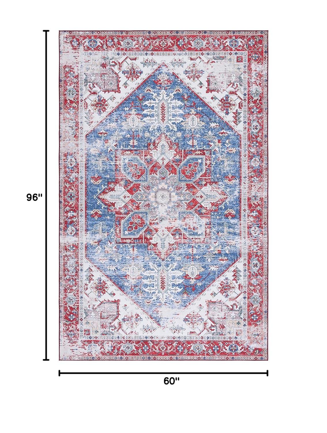Tucson TSN102 Power Loomed Machine Washable Area Rug - Blue/Red - 5'x8' - Safavieh.