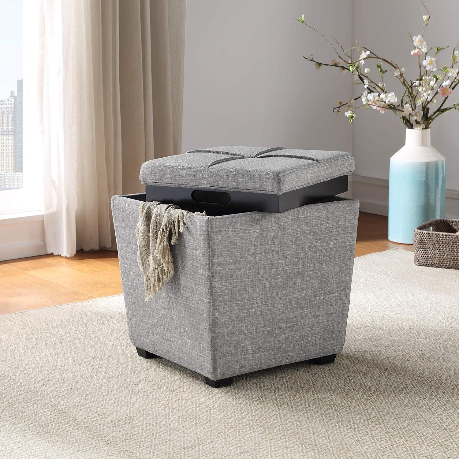 Rockford Storage Ottoman in Dove Gray Fabric