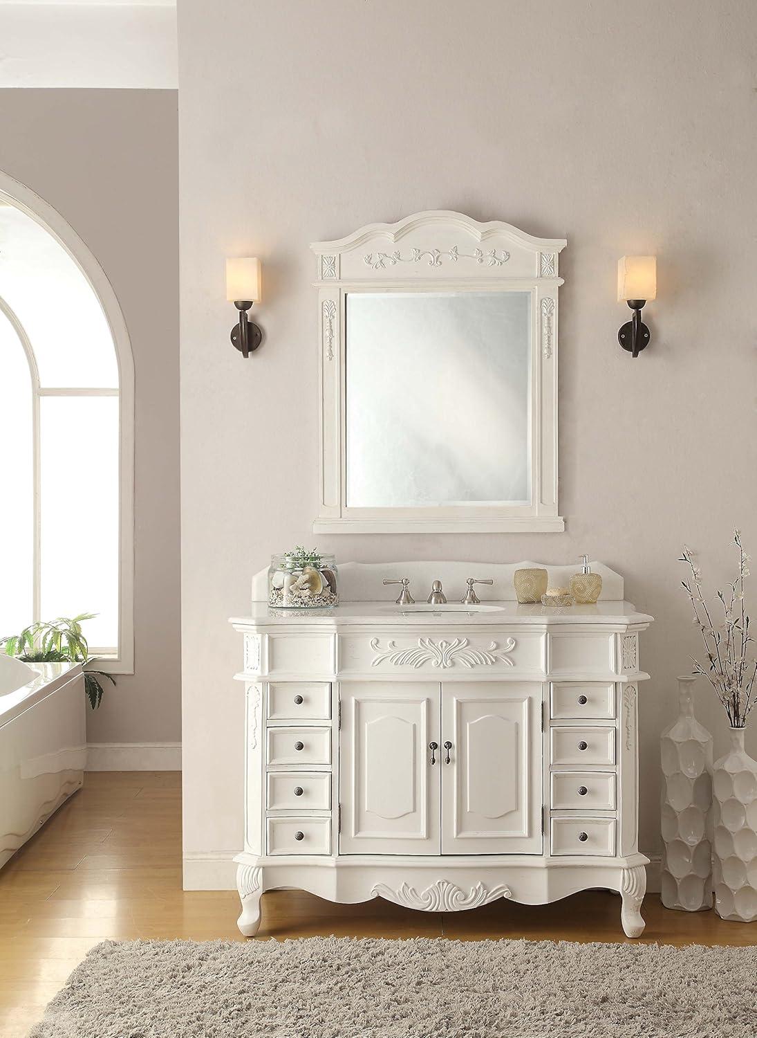 48” Traditional Style White Marble Morton Bathroom Sink Vanity