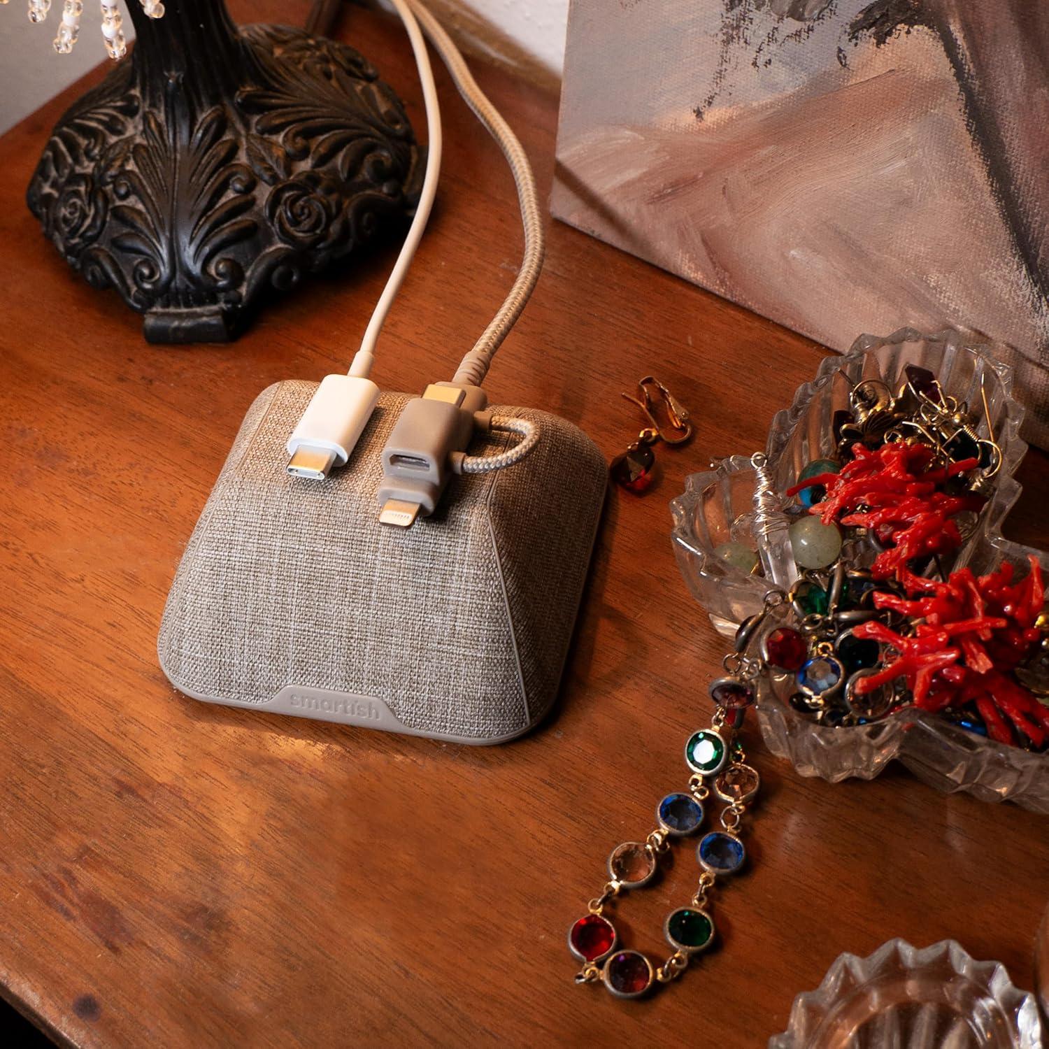 Smartish Magnetic Cord Holder - Cable Wrangler Organizer with Magnet Clips for Charger Management on Desktop, Nightstand, or Side Table - No. 2 Pencil Gray