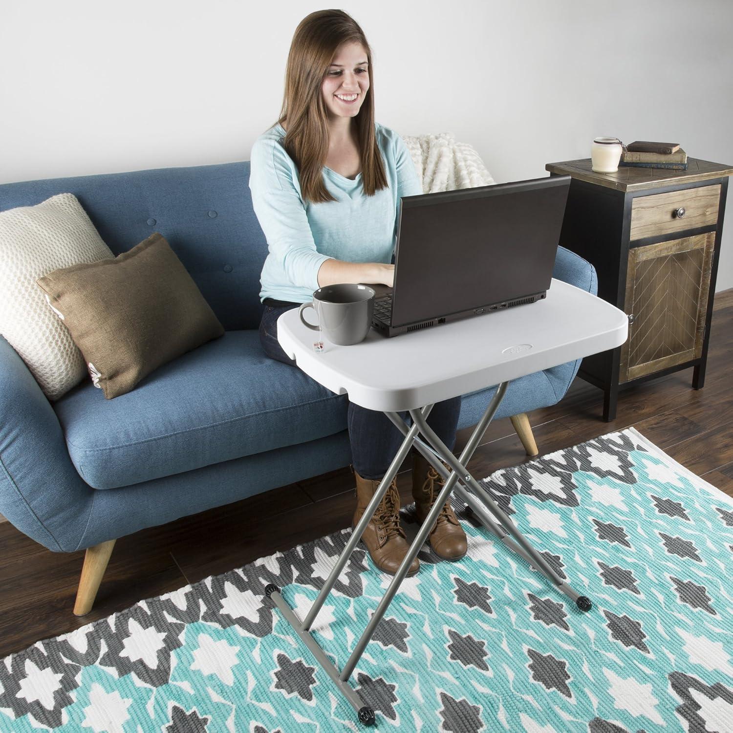 Everyday Home 26" x 18" White High-Density Polyethylene Folding Table & TV Tray