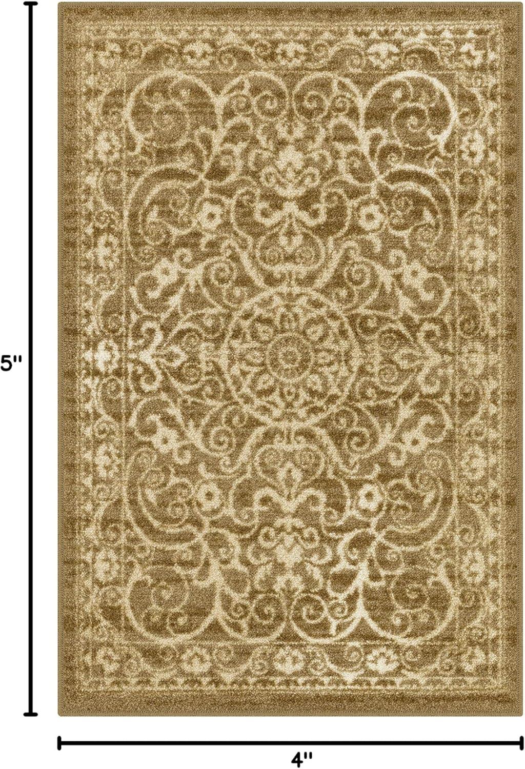 Maples Rugs Pelham Medallion Bedroom Area Rug for Indoor, 3'4" x 5', Beige