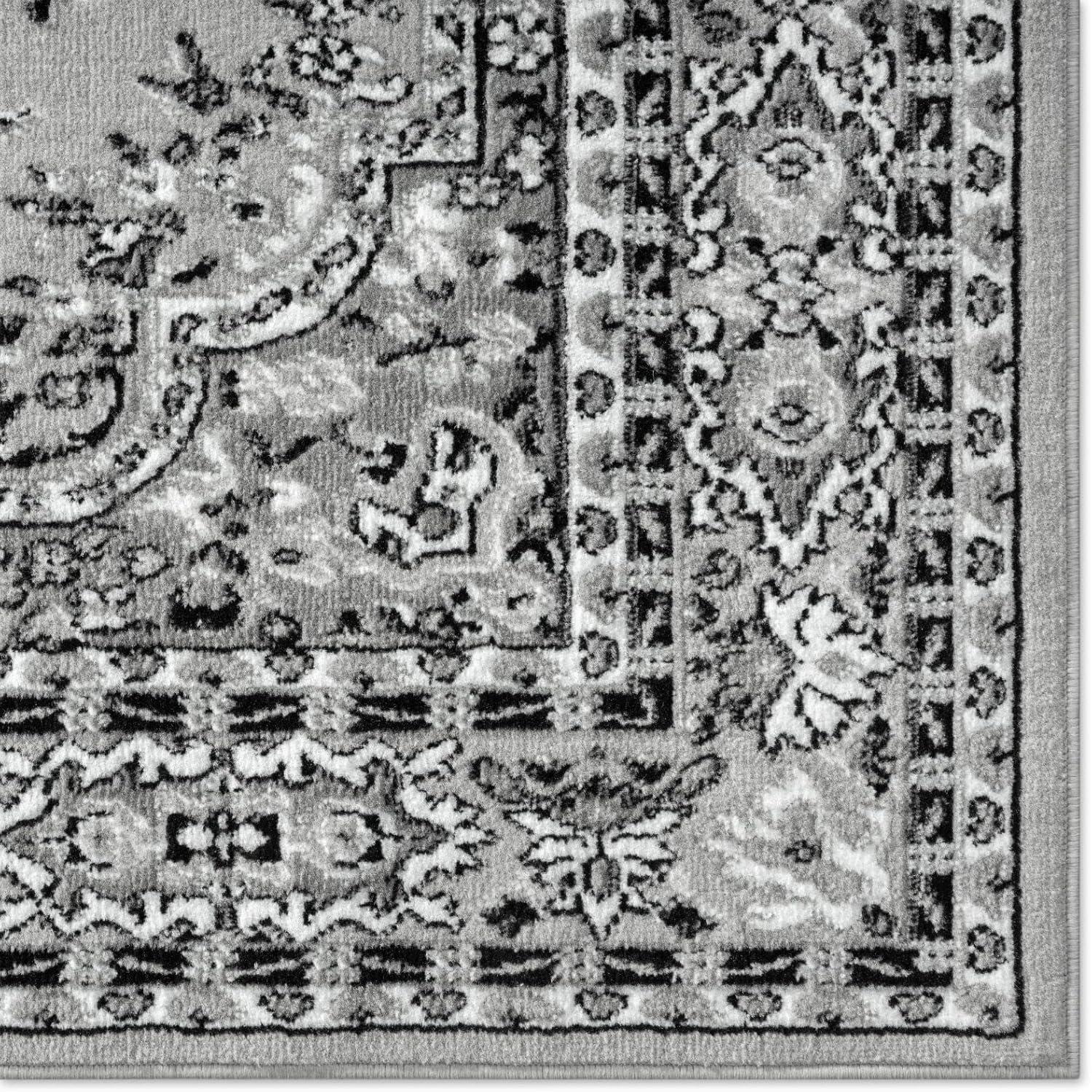 Home Dynamix Ariana Ksara Traditional Medallion Border Area Rug, Grey/Black, 3-Piece Set