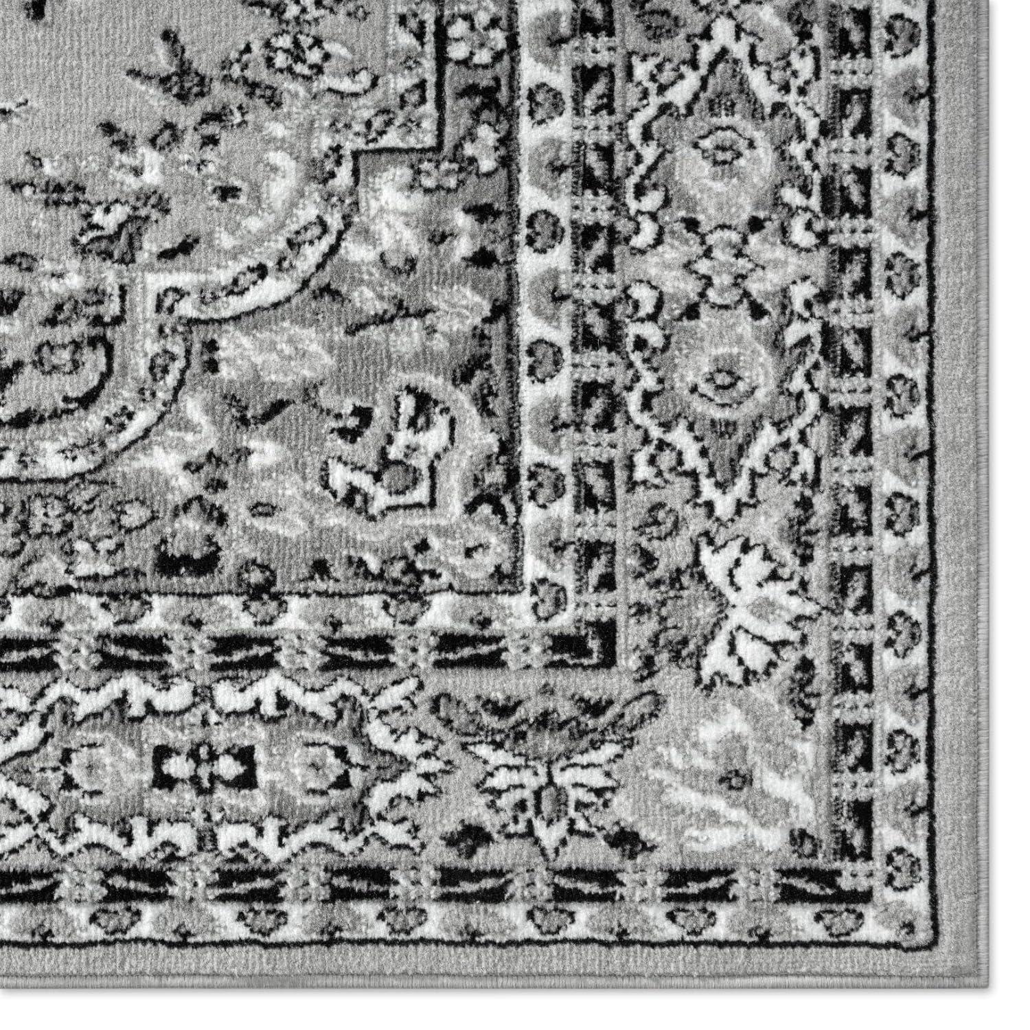 Home Dynamix Ariana Ksara Traditional Medallion Border Area Rug, Grey/Black, 3-Piece Set