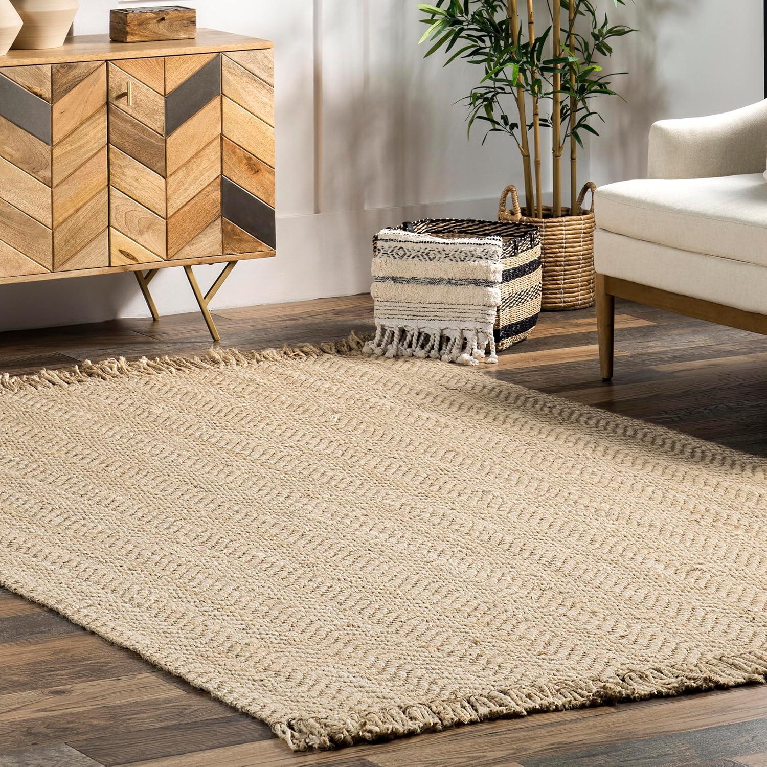 nuLOOM Wavy Chevron Jute Area Rug, 6' x 9', Natural