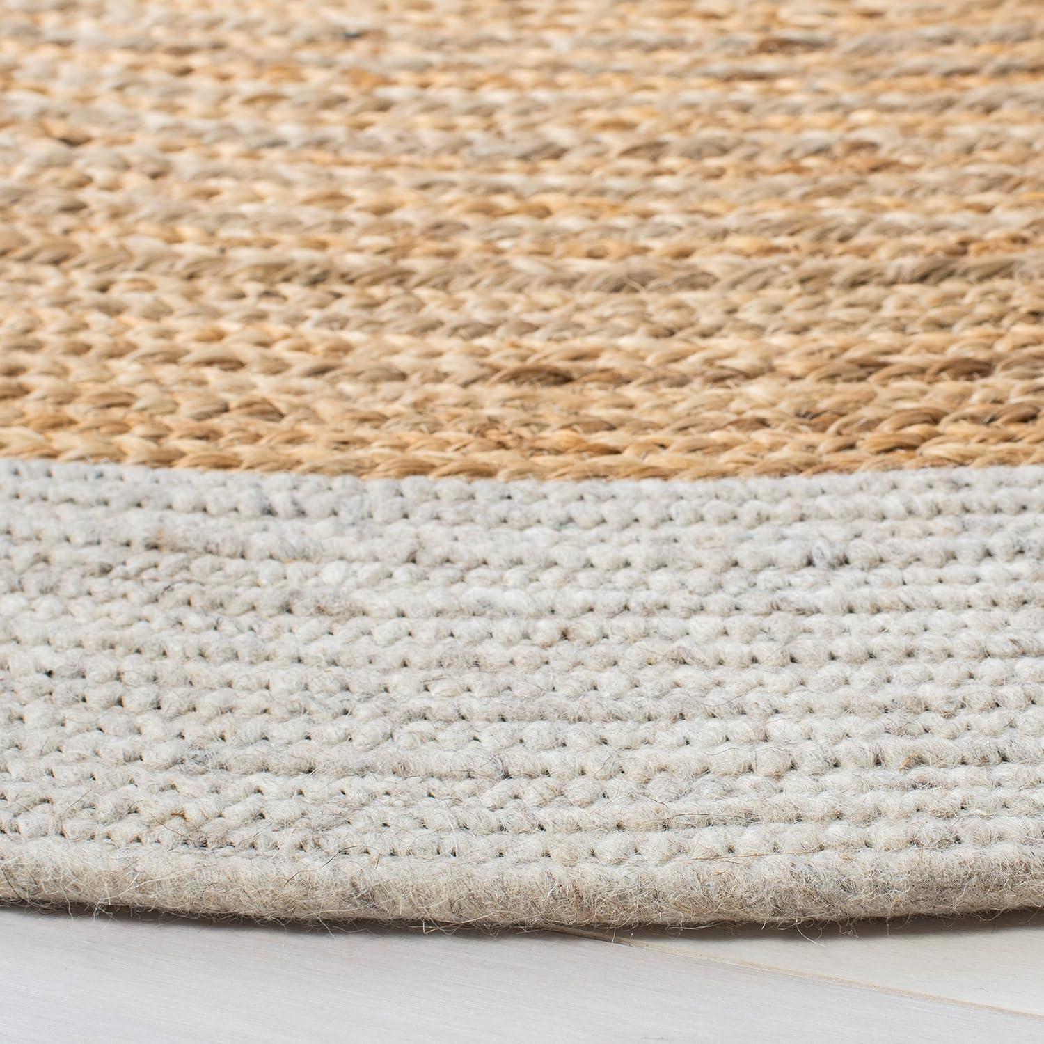 Braided BRD910 Hand Woven Indoor Accent Rug - Gold/Natural - 3' Round - Safavieh