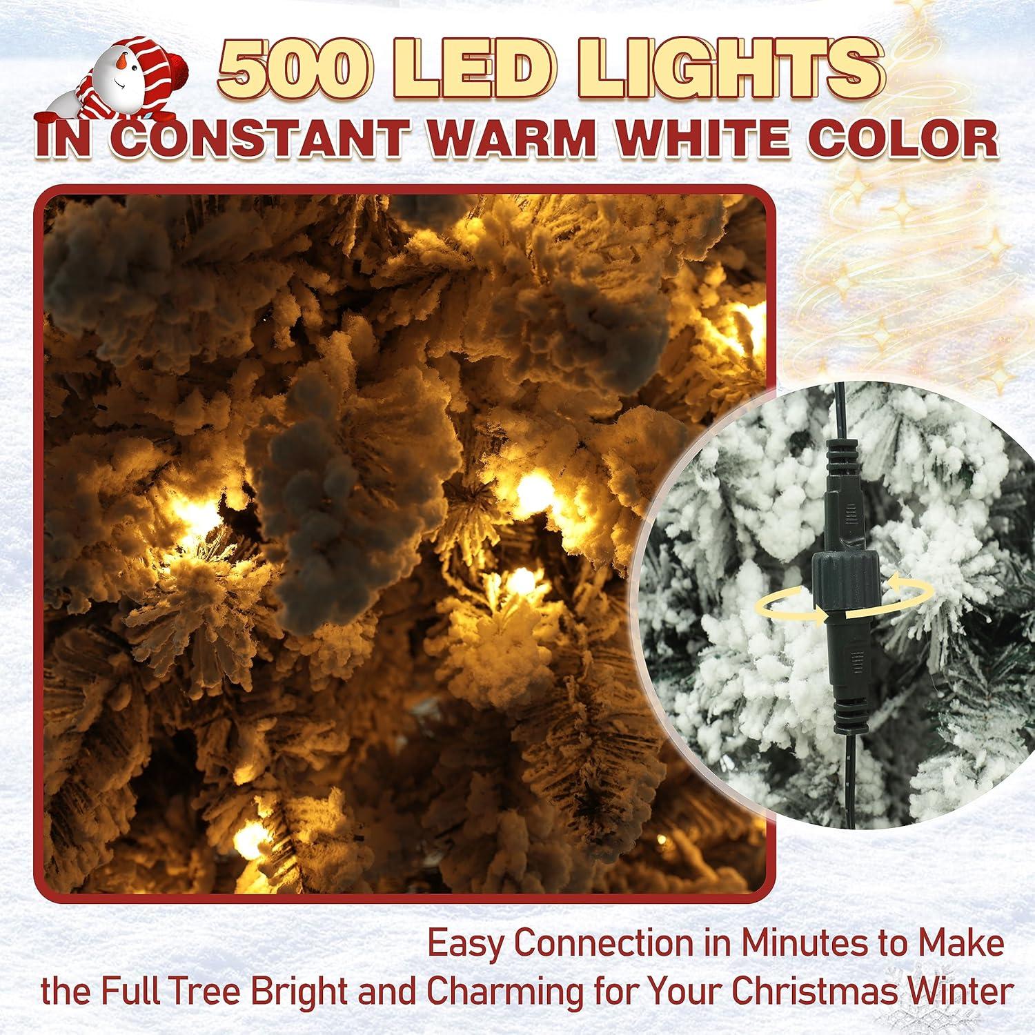 7.9 ft Snow Flocked Pre-Lit White LED Christmas Tree