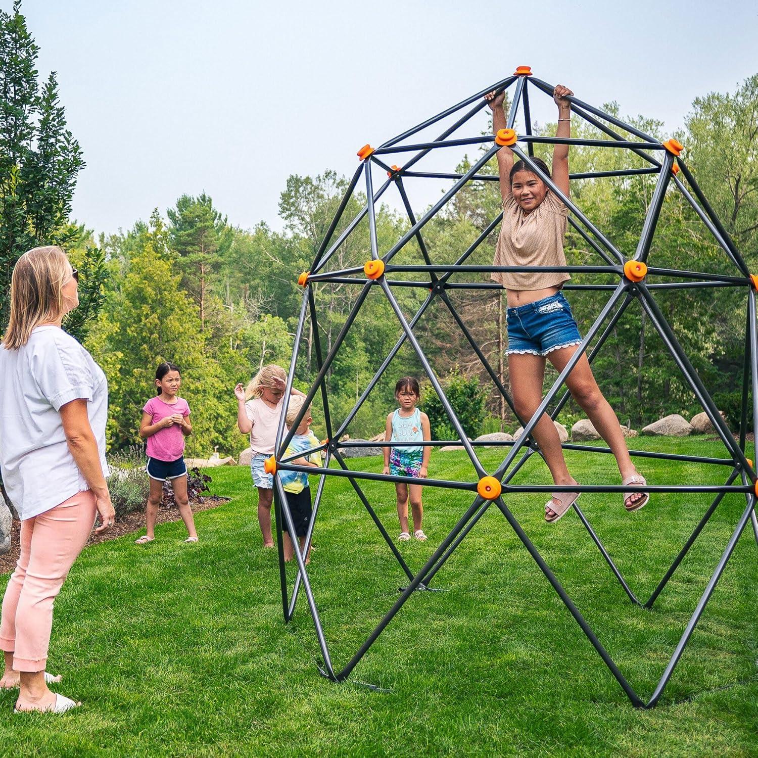 gobaplay Large Powder Coated Steel Geometric Climbing Dome with 3 Sleek Anchors and 150 Pound Weight Capacity for Kids 3 to 10 Years Old