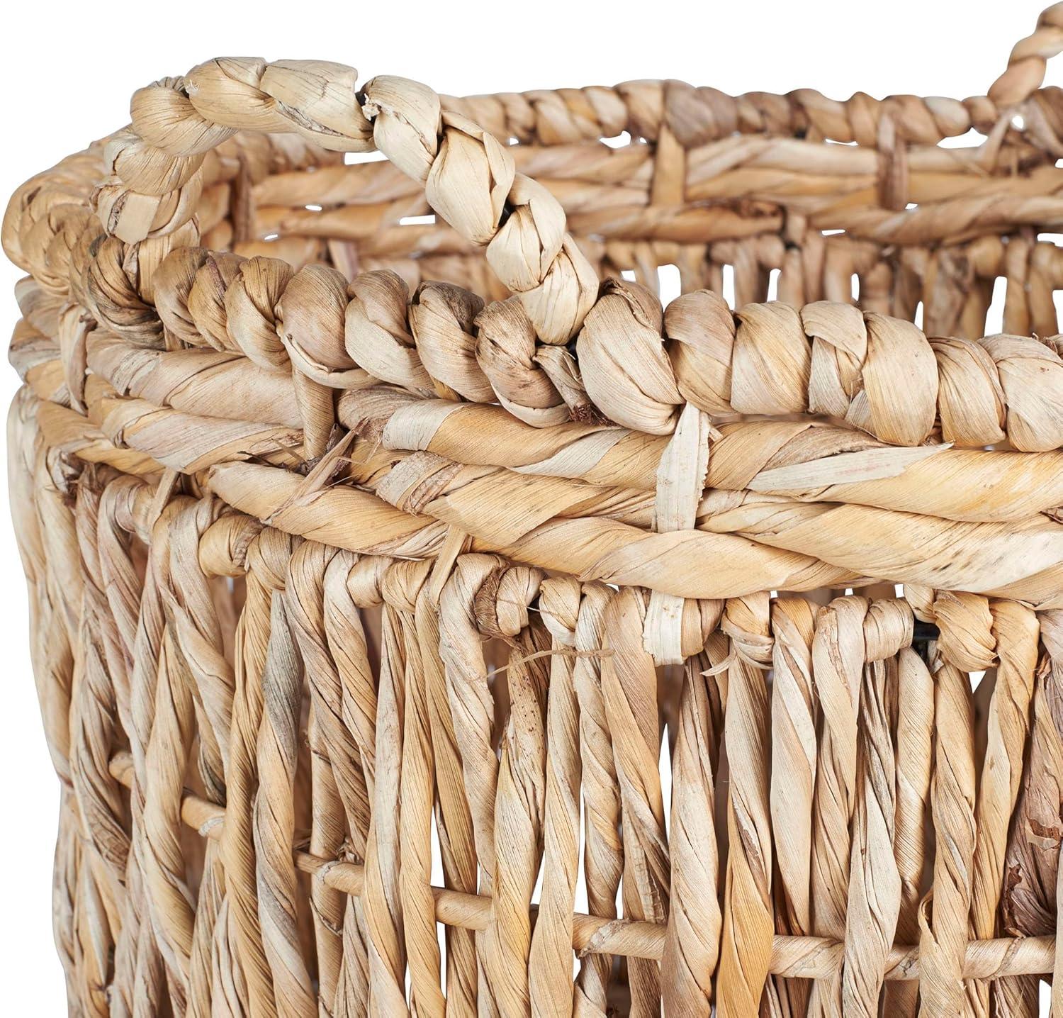 Household Essentials Tall Wicker Floor Basket, Woven Decorative Basket with Handles, Handmade, Great for Laundry and Storage, Natural