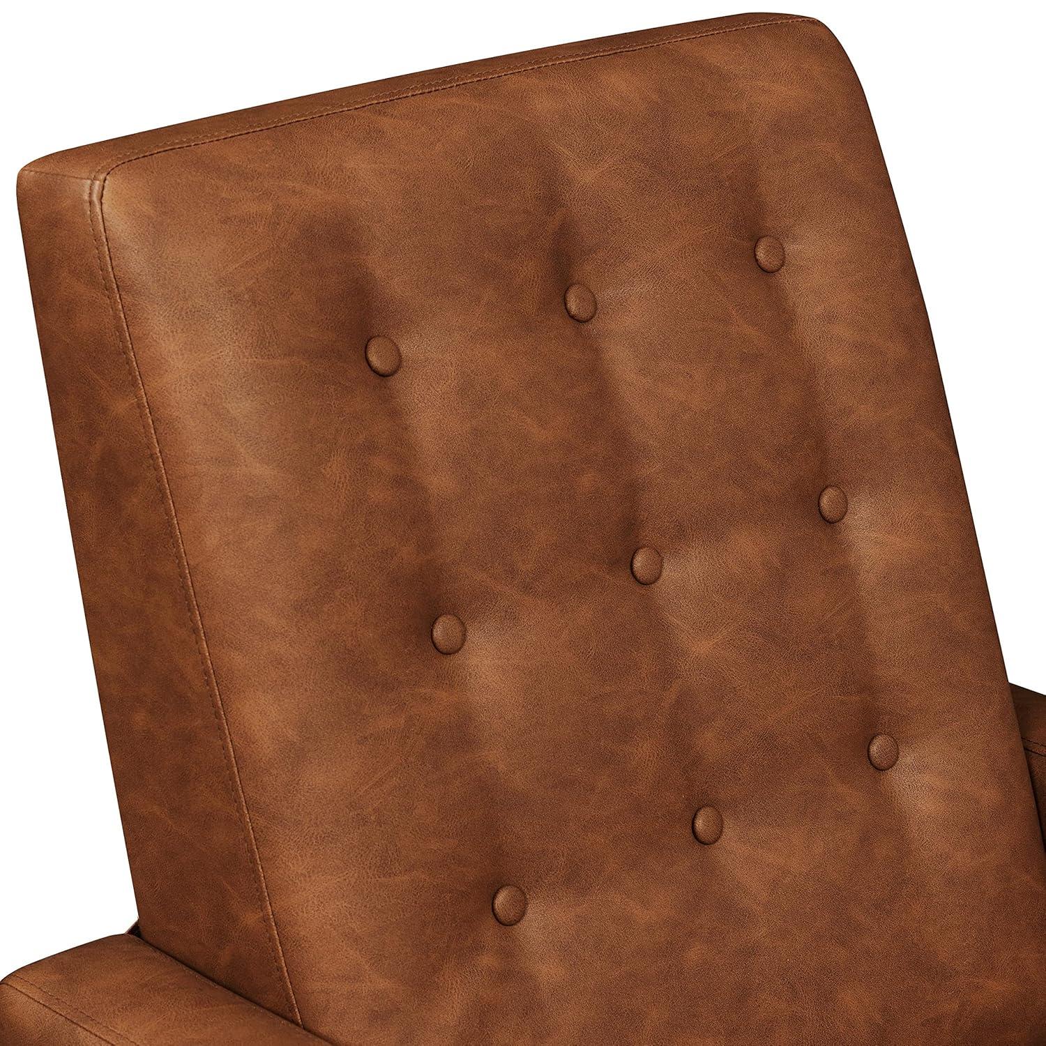 Yaheetech Faux Leather Recliner Sofa with Pocket Spring, Brown