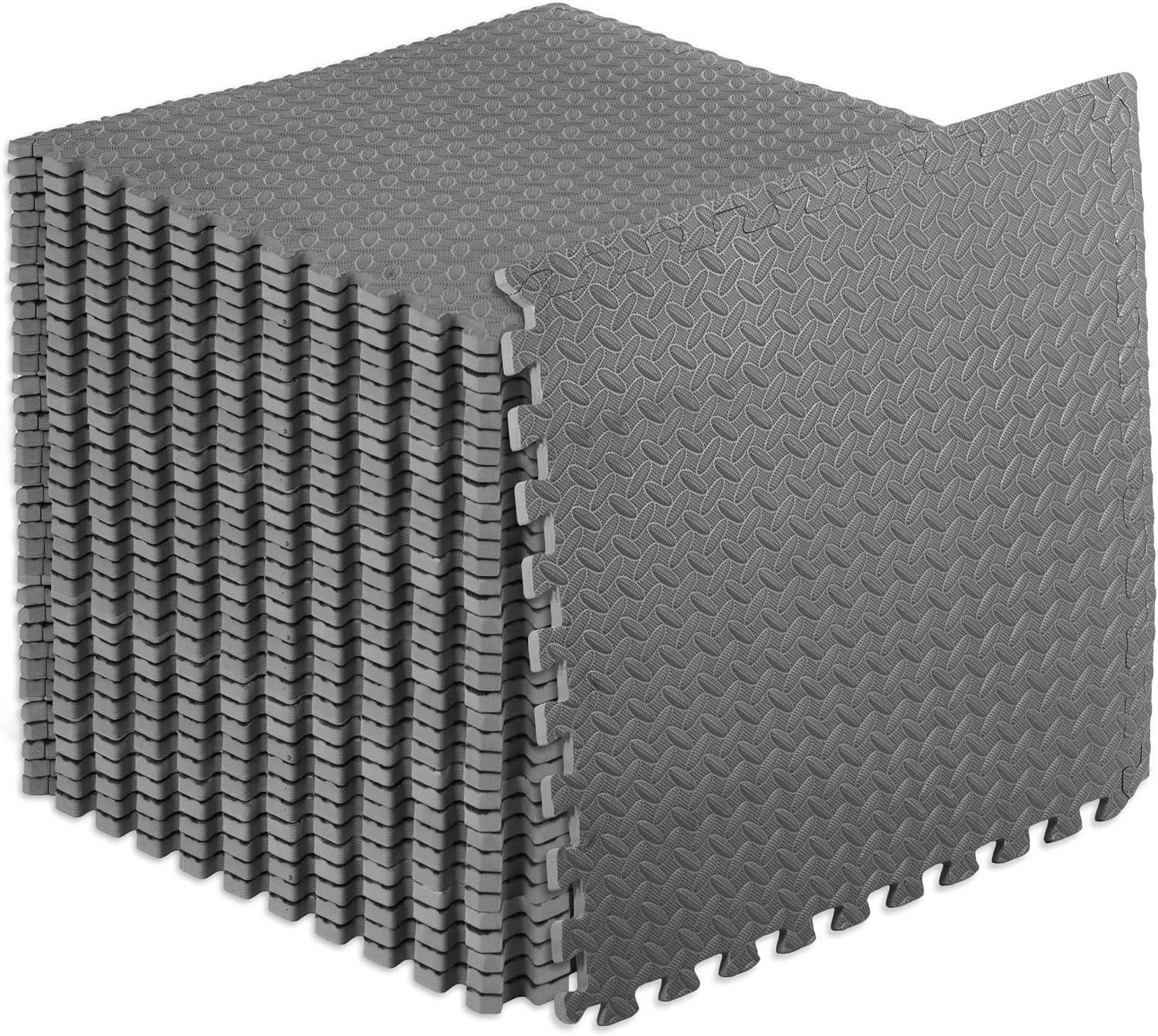 ProsourceFit Exercise Puzzle Mat 1/2-in, Grey, 144 Sq Ft - 36 Tiles