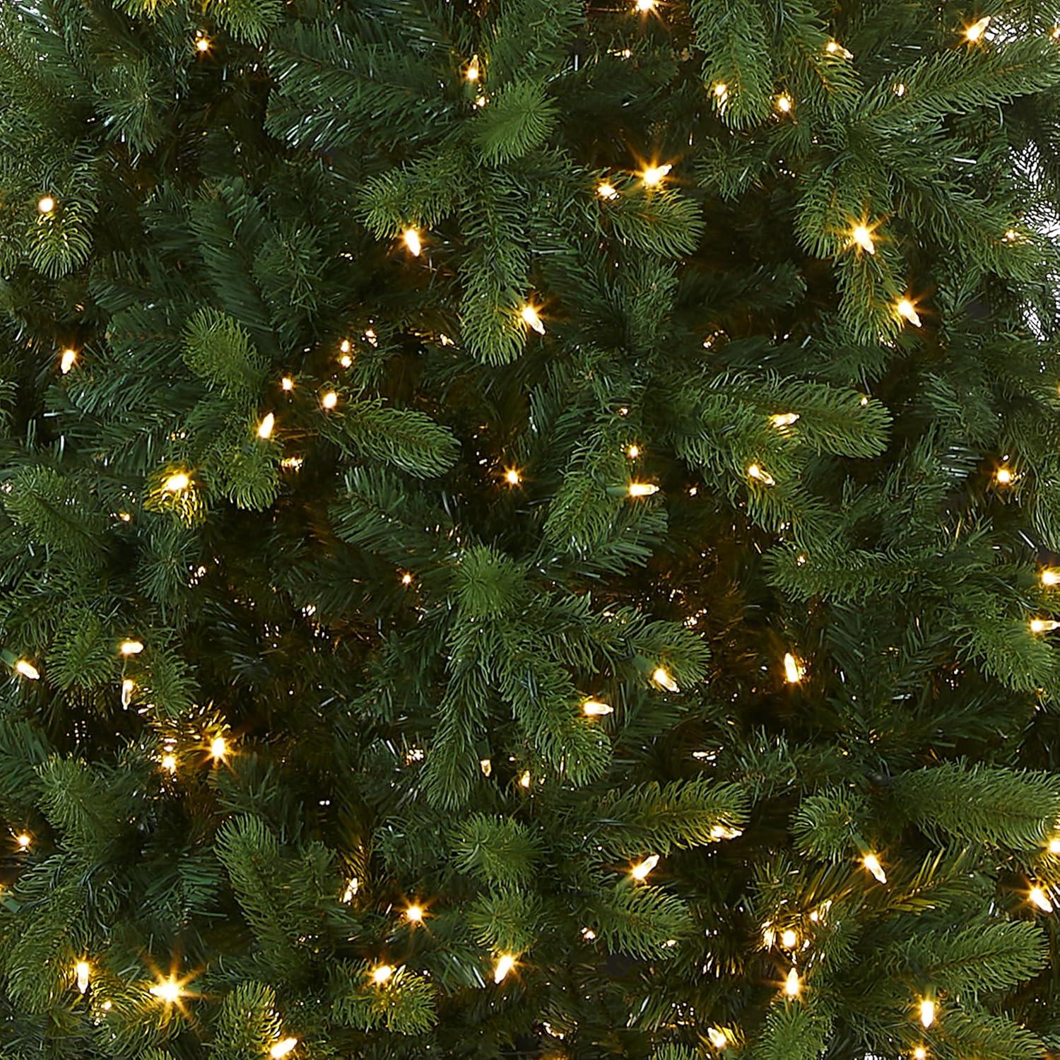 12' Prelit Pencil Slim Feel Real Downswept Douglas Fir Artificial Christmas Tree Dual Color Lights - National Tree Company