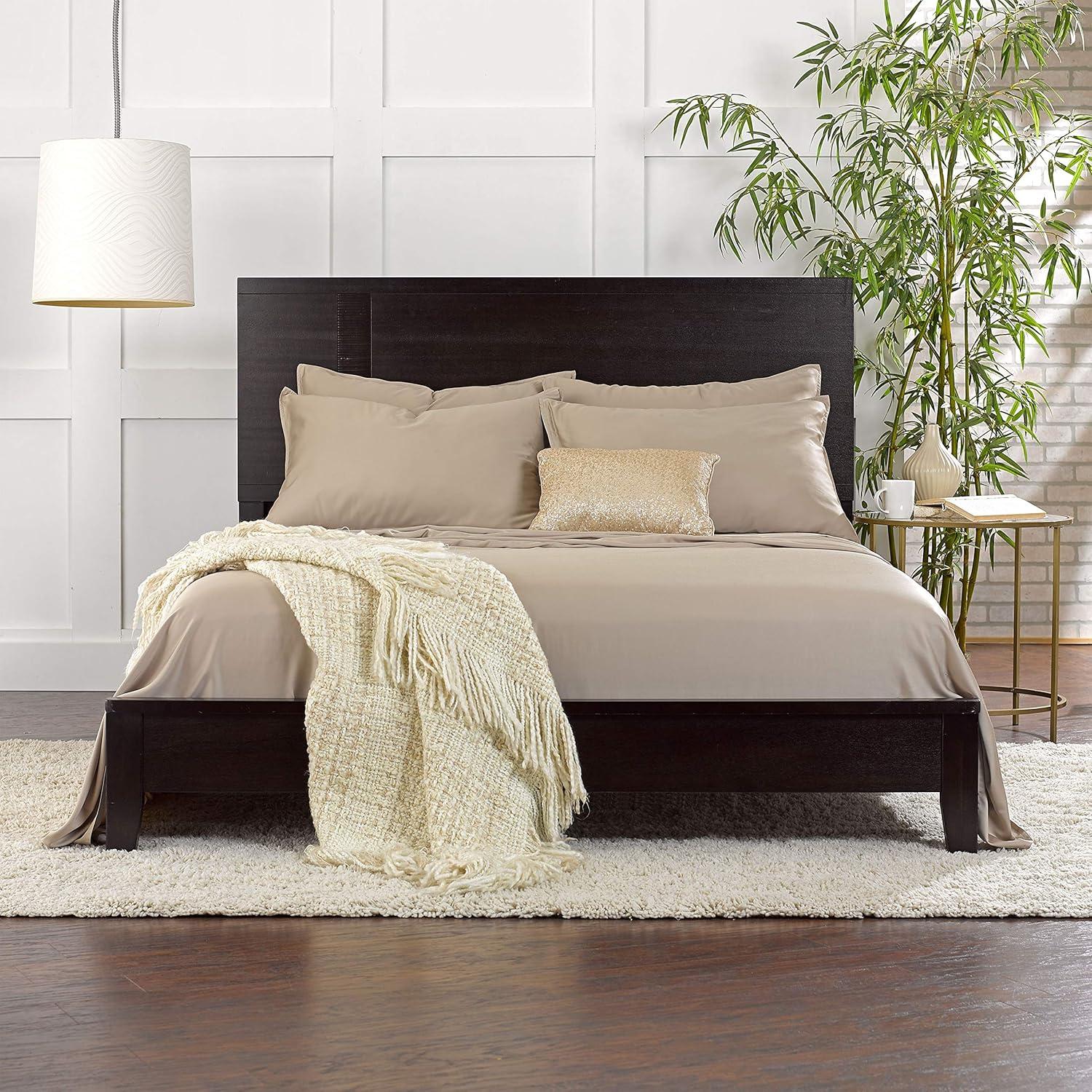 PURE BAMBOO Sheets Twin Size Bed Sheets 3 Piece Set, Genuine 100% Organic Bamboo, Luxuriously Soft & Cooling, Double Stitching, 16 Inch Deep Pockets, Lifetime Quality Promise (Twin, Sand)