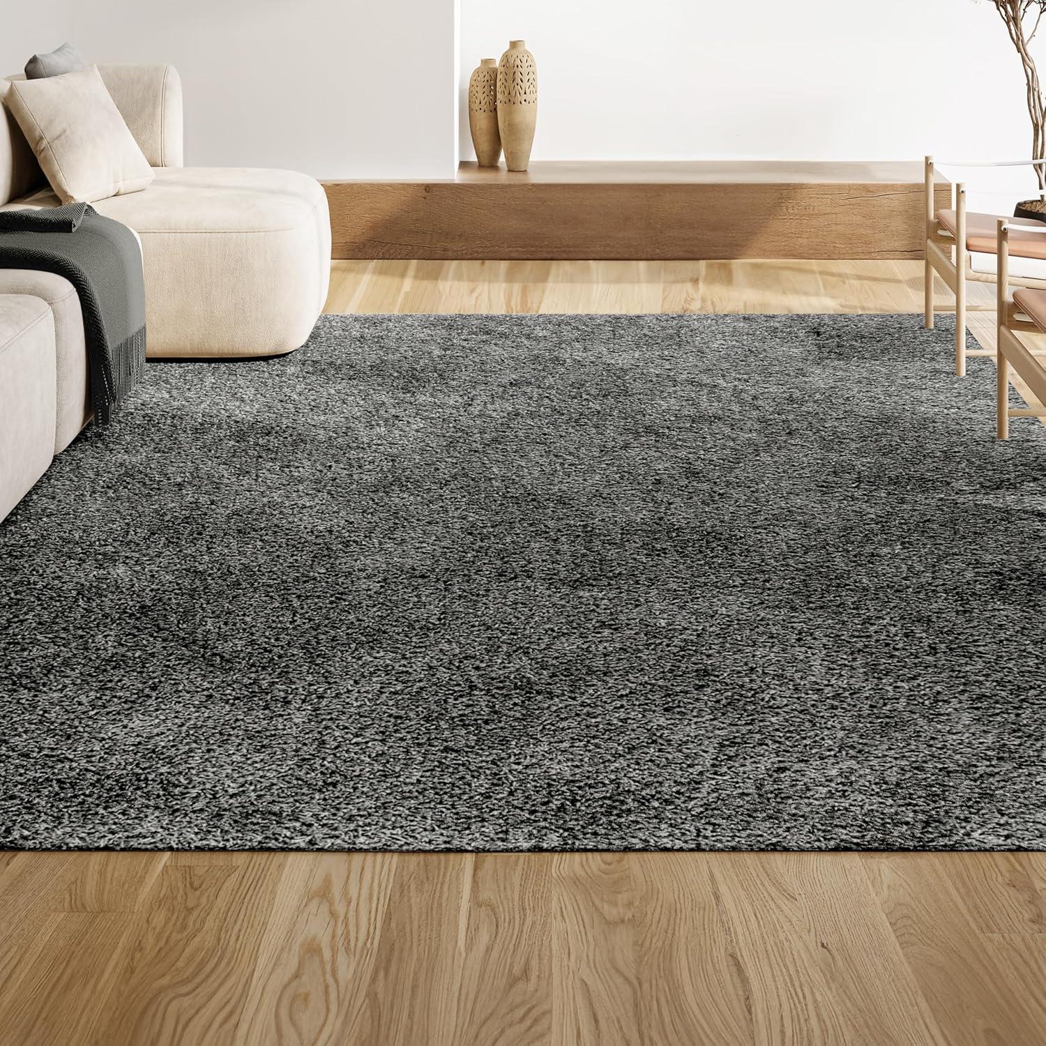 5'x8' Mercer Shag Plush Area Rug, Charcoal - JONATHAN Y