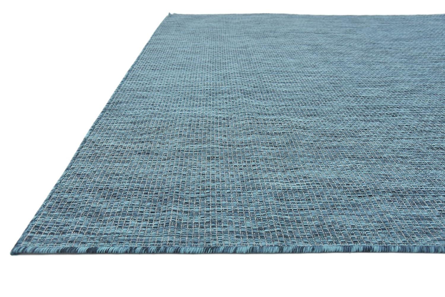 Unique Loom 8' 0 x 11' 4 Rectangle Indoor/Outdoor Solid Teal Area Rug