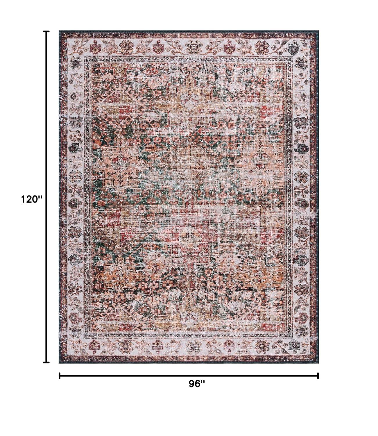Tucson Vintage Persian TSN114 Power Loomed Machine Washable Skid-Resistant Indoor Area Rug - Ivory/Green - 8'x10' - Safavieh