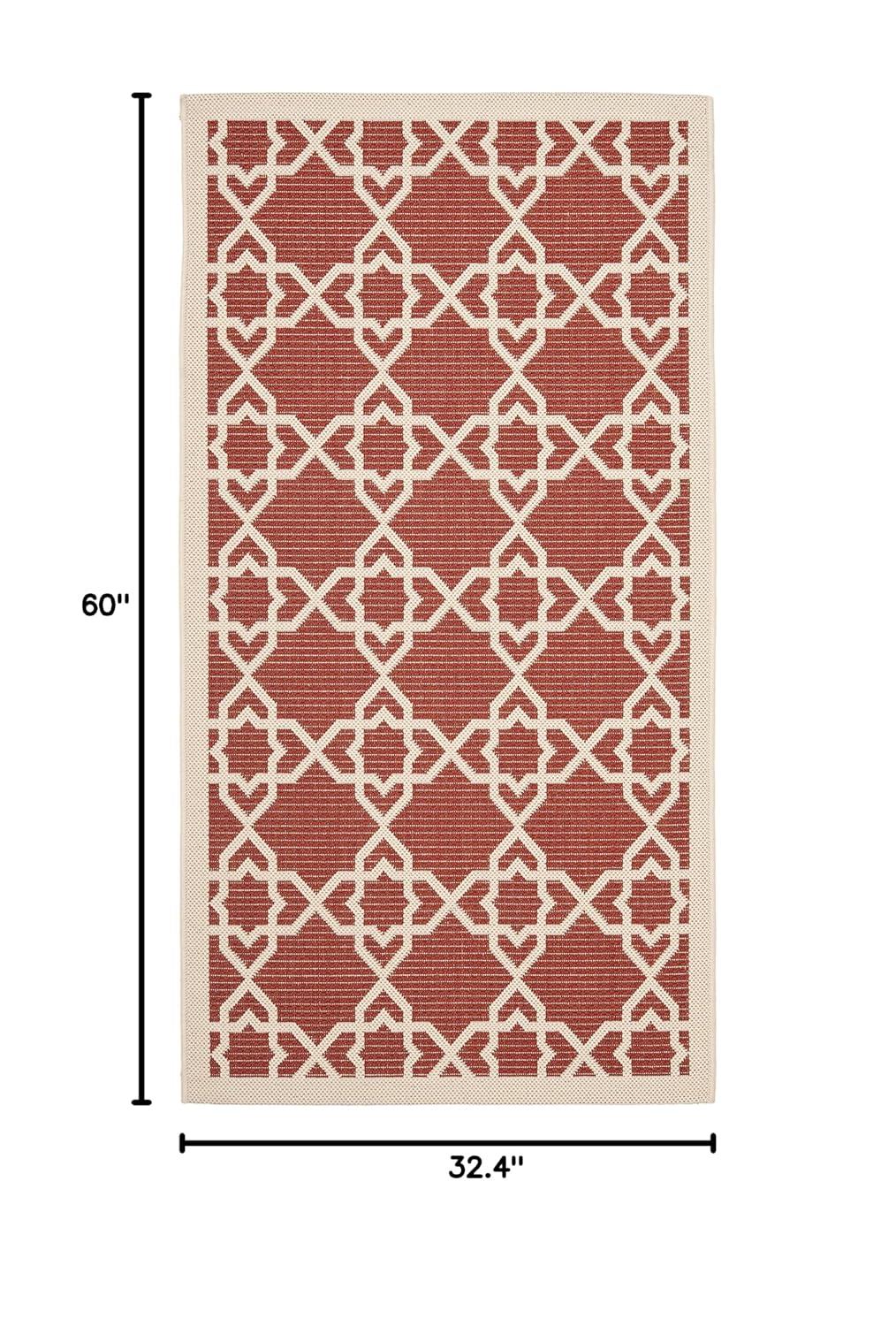 Courtyard CY6032 Power Loomed Indoor and Outdoor Accent Rug - Red/Beige - 2'7"x5' - Safavieh