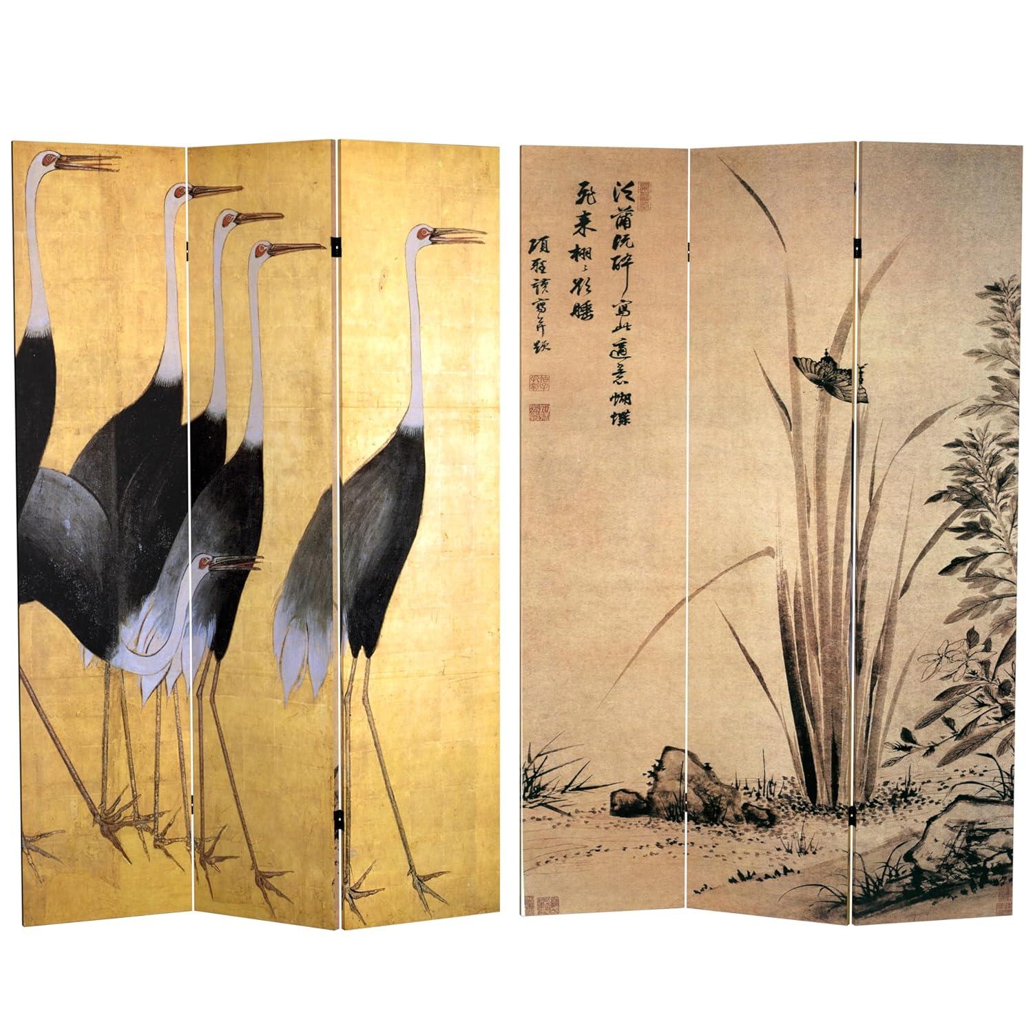 Oriental Furniture 6 ft. Tall Bamboo Calligraphy Canvas Room Divider - 3 Panel