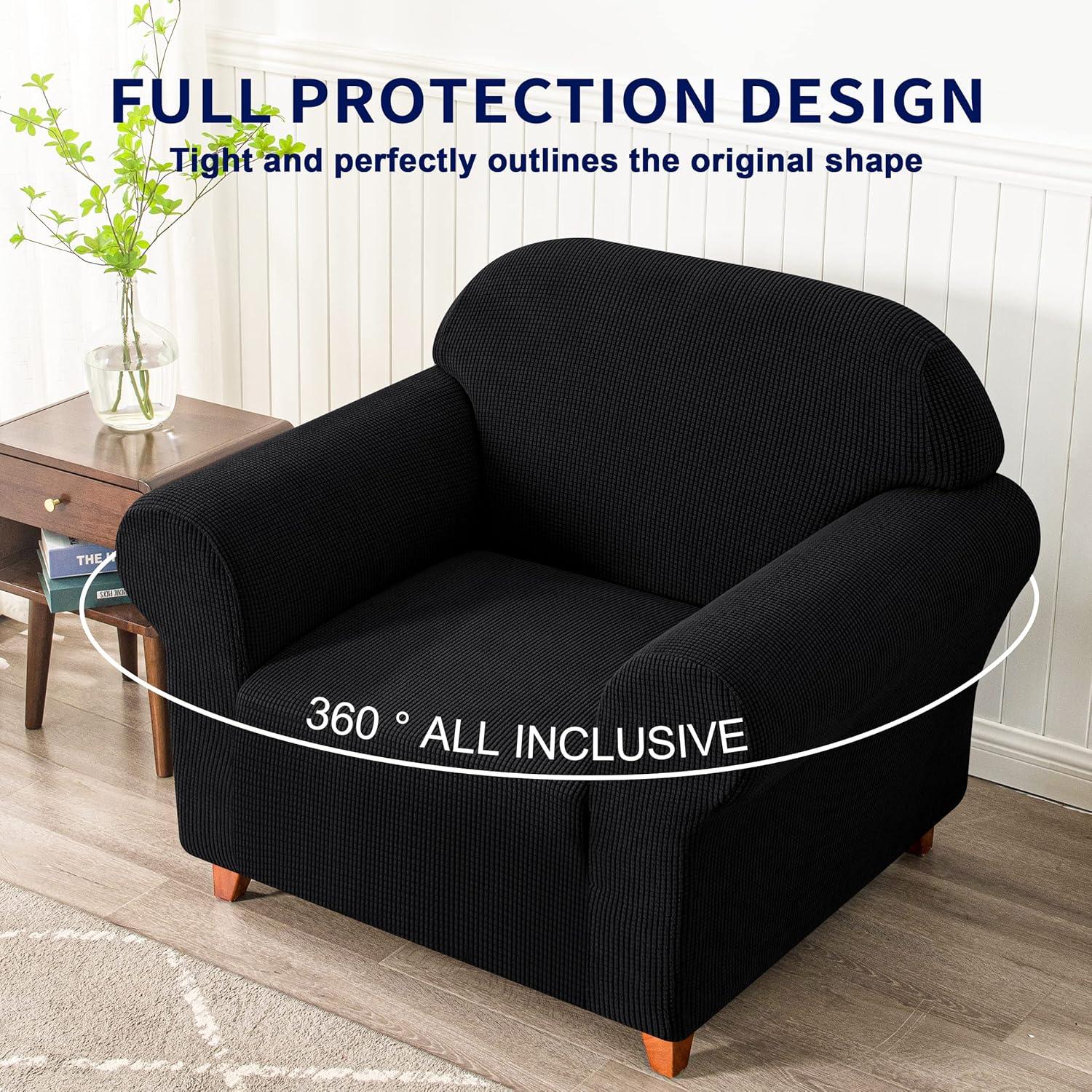 Subrtex Stretch 1-Piece Textured Grid Slipcover Sofa Cover, Gray