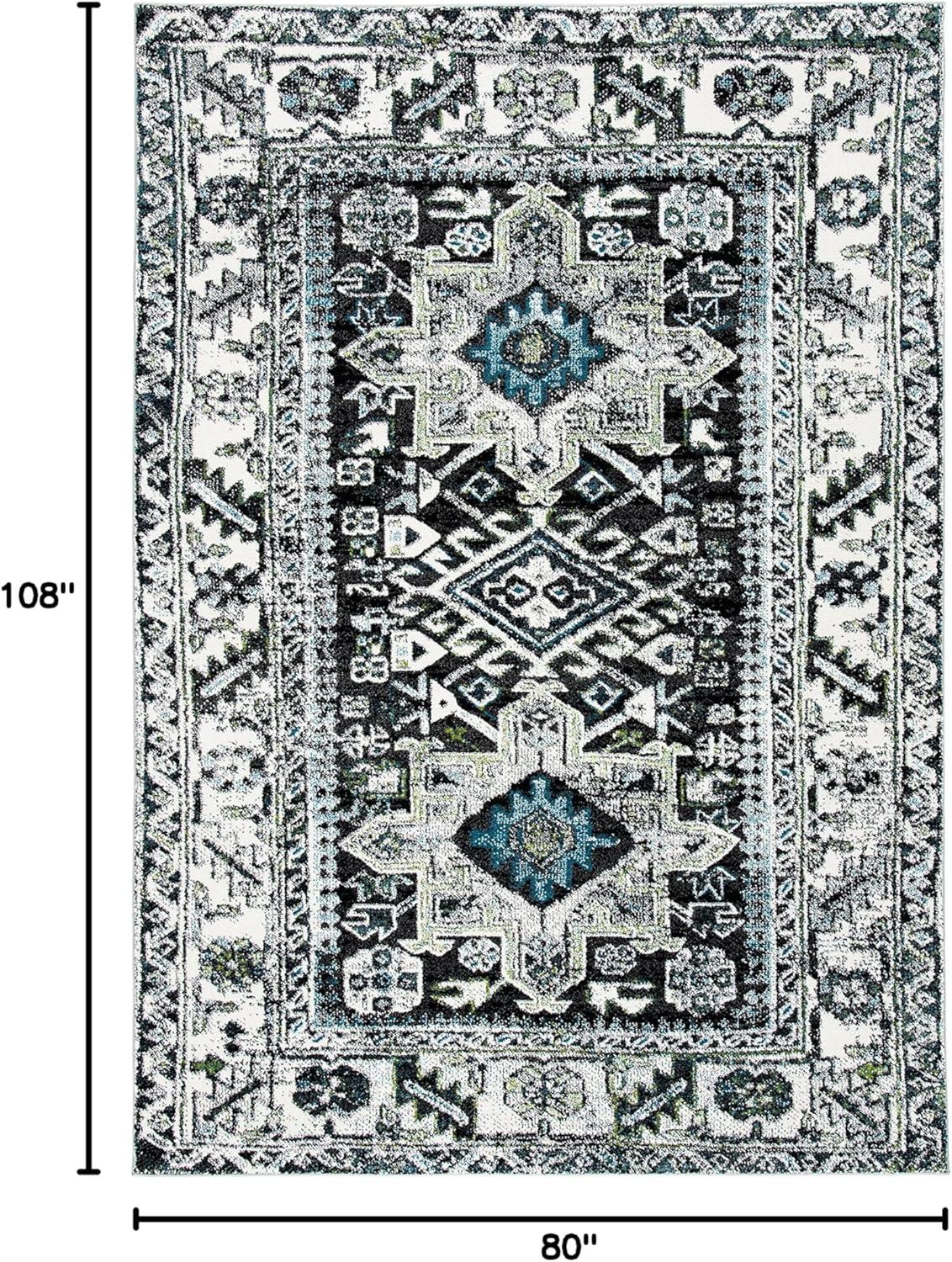Vintage Hamadan VTH211 Power Loomed Indoor Area Rug - Dark Grey/Ivory - 6'7"x9' - Safavieh