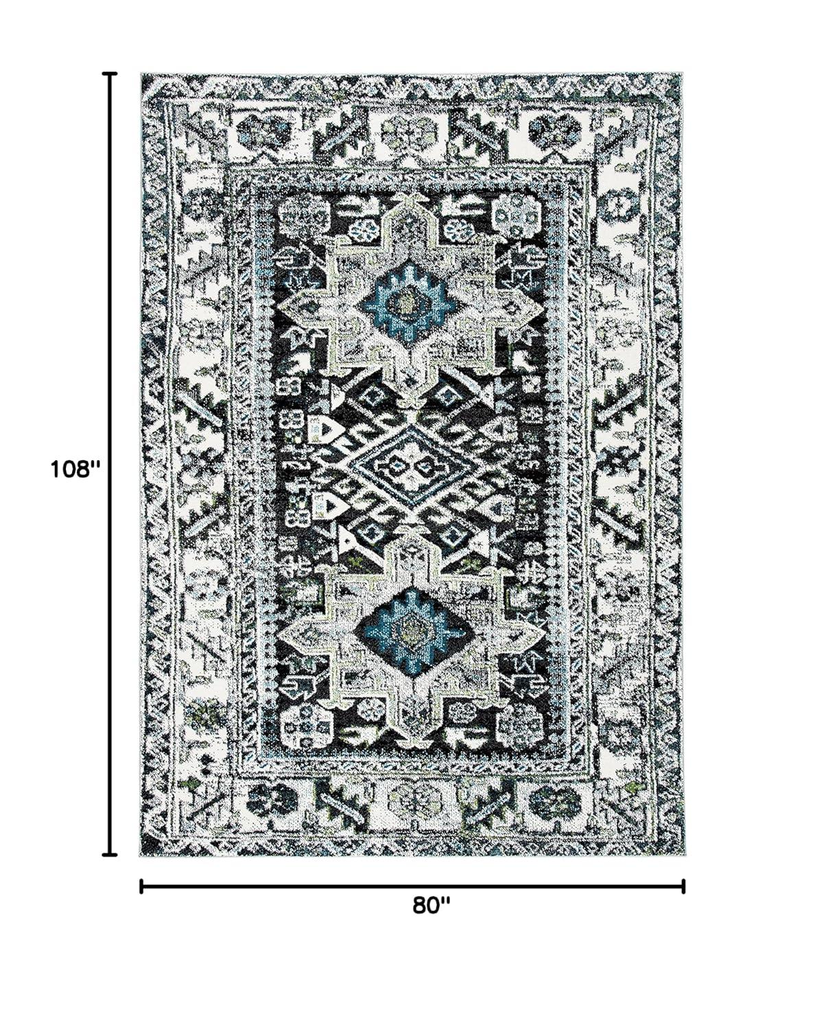 Vintage Hamadan VTH211 Power Loomed Indoor Area Rug - Dark Grey/Ivory - 6'7"x9' - Safavieh