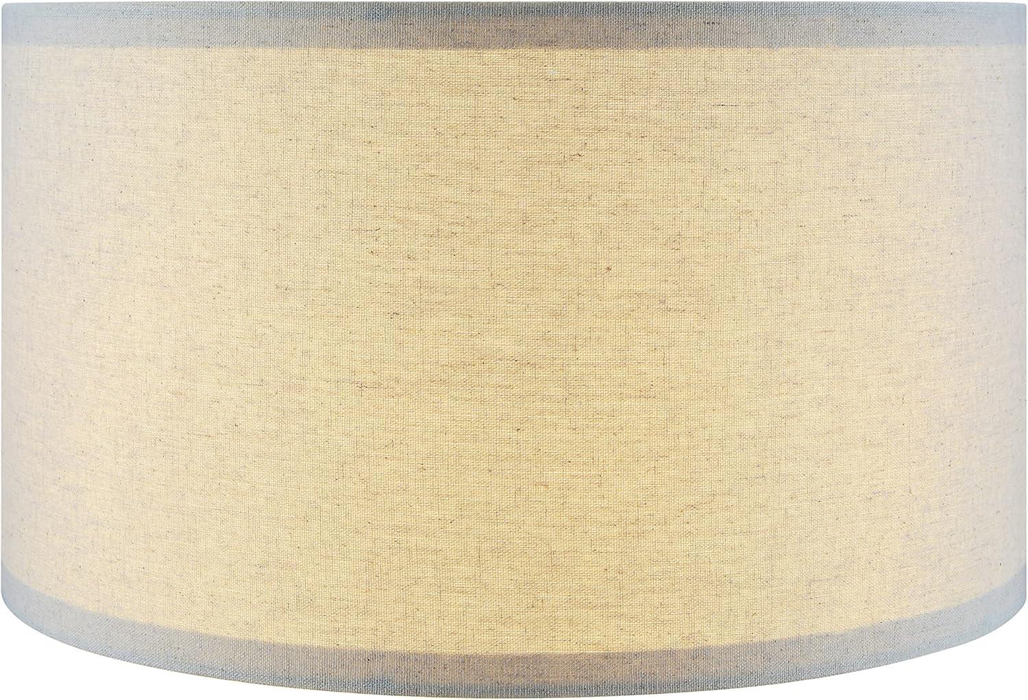 Oatmeal Linen Drum Lamp Shade with Nickel Finish