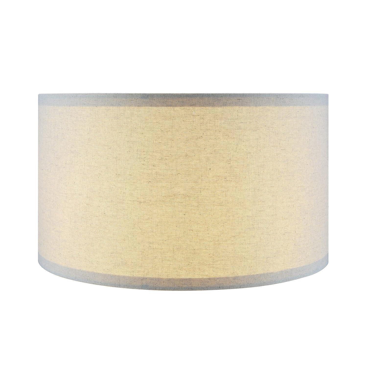 Aspen Creative 38871, Contemporary Design Drum Collapsible UNO Lamp Shade for Table Lamp And Pendant Light, 16" Top x 16" Bottom x 9" Height, Threaded UNO 36mm, Oatmeal Linen