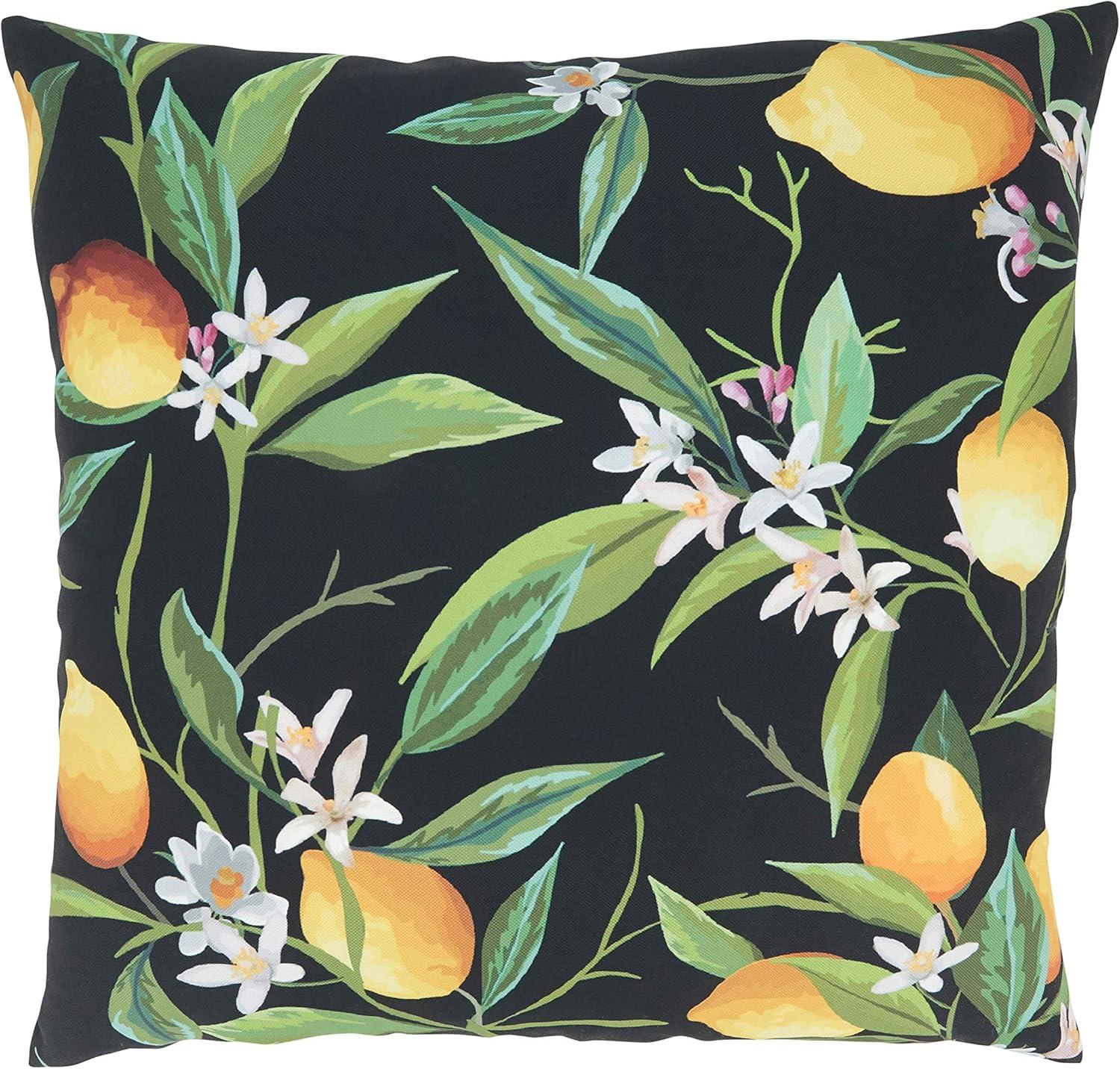 Black and Yellow Lemon Design Outdoor Throw Pillow