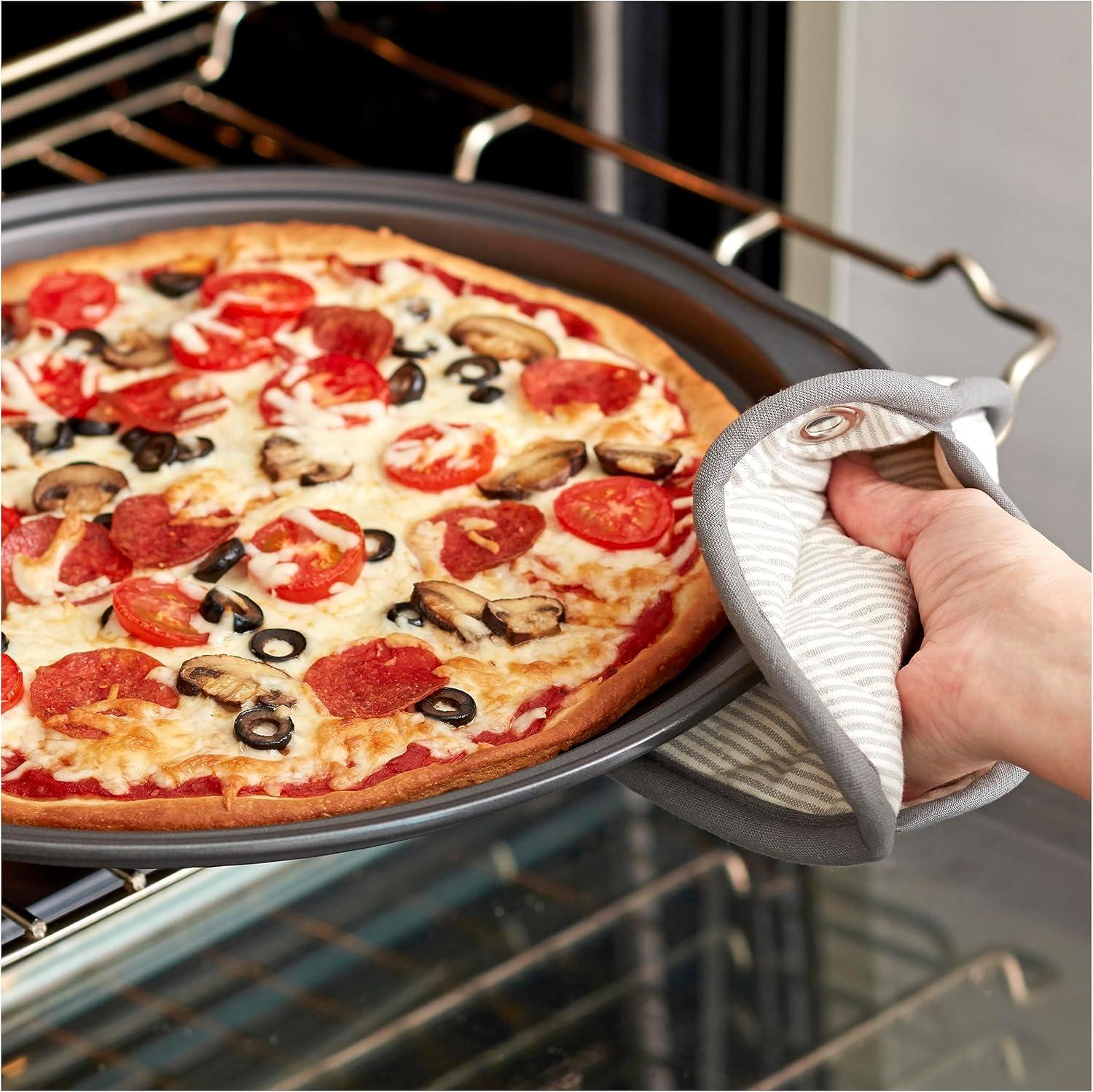 Wilton 14-Inch Non-Stick Pizza Crisper Pan with Handles