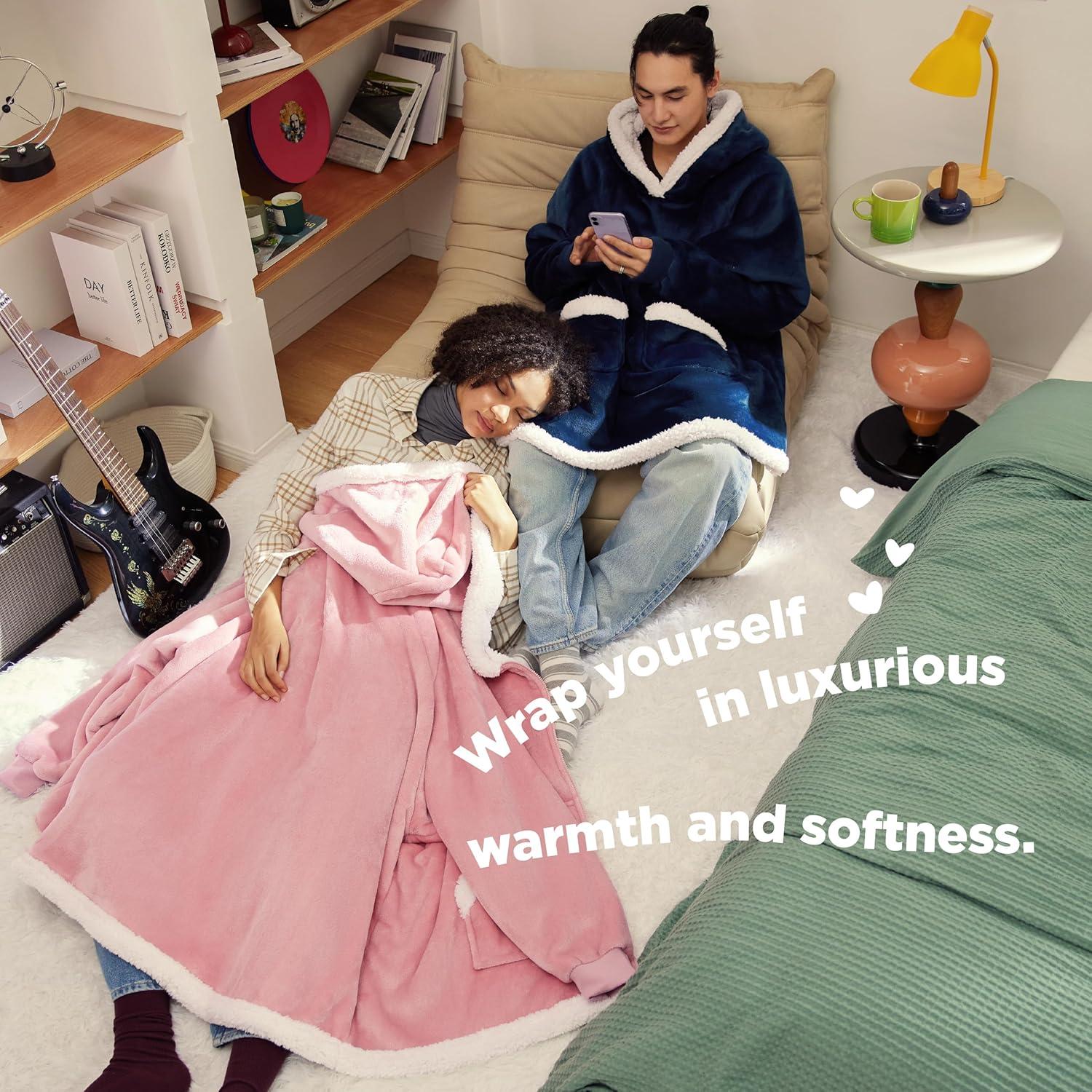 Bedsure Bedsure Blanket Hoodie - Sherpa Wearable Blanket With Zipper As Gifts For Mom Women Girlfriend, Winter Cozy Blanket Jacket