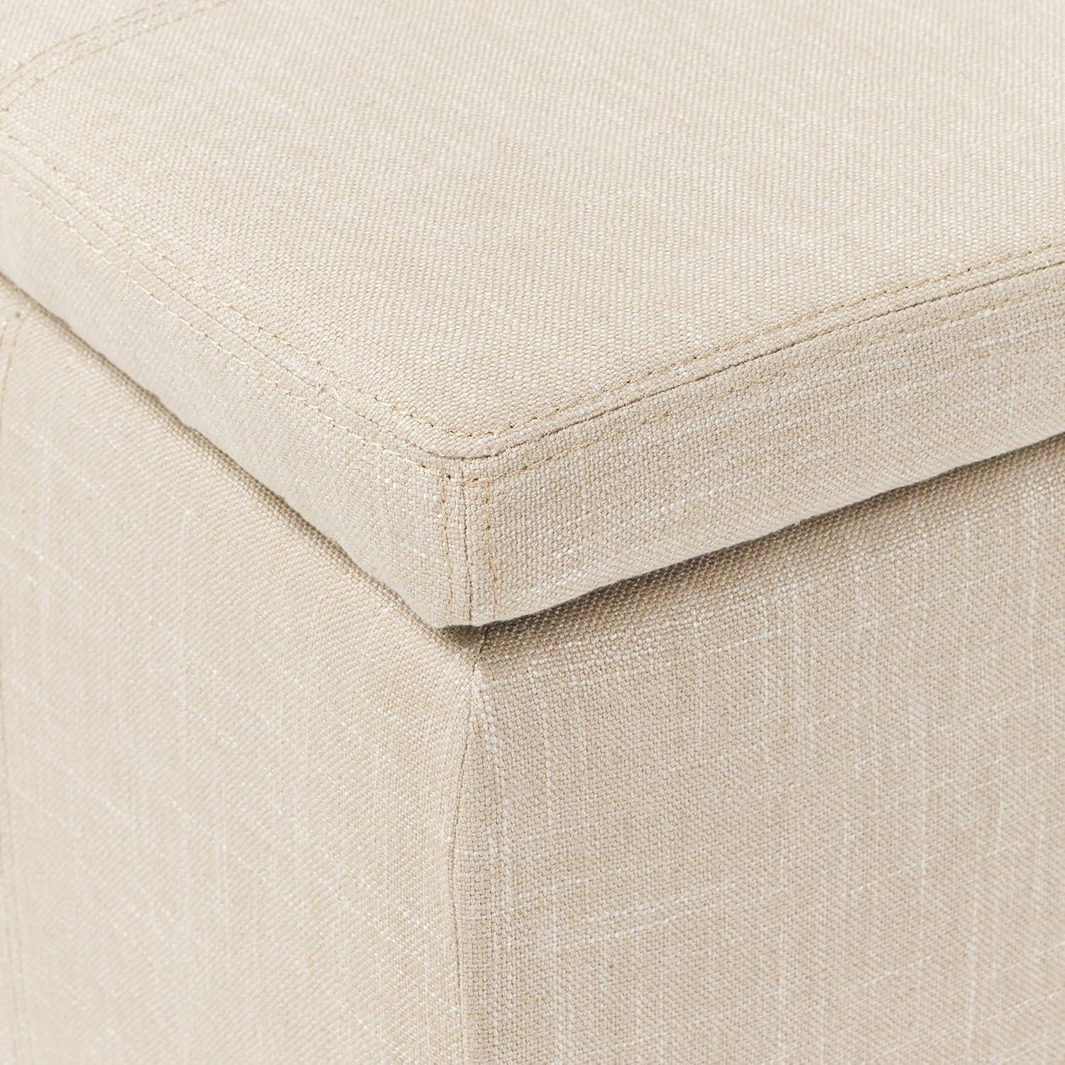 Sarelia Light Beige Fabric Storage Ottoman Bench