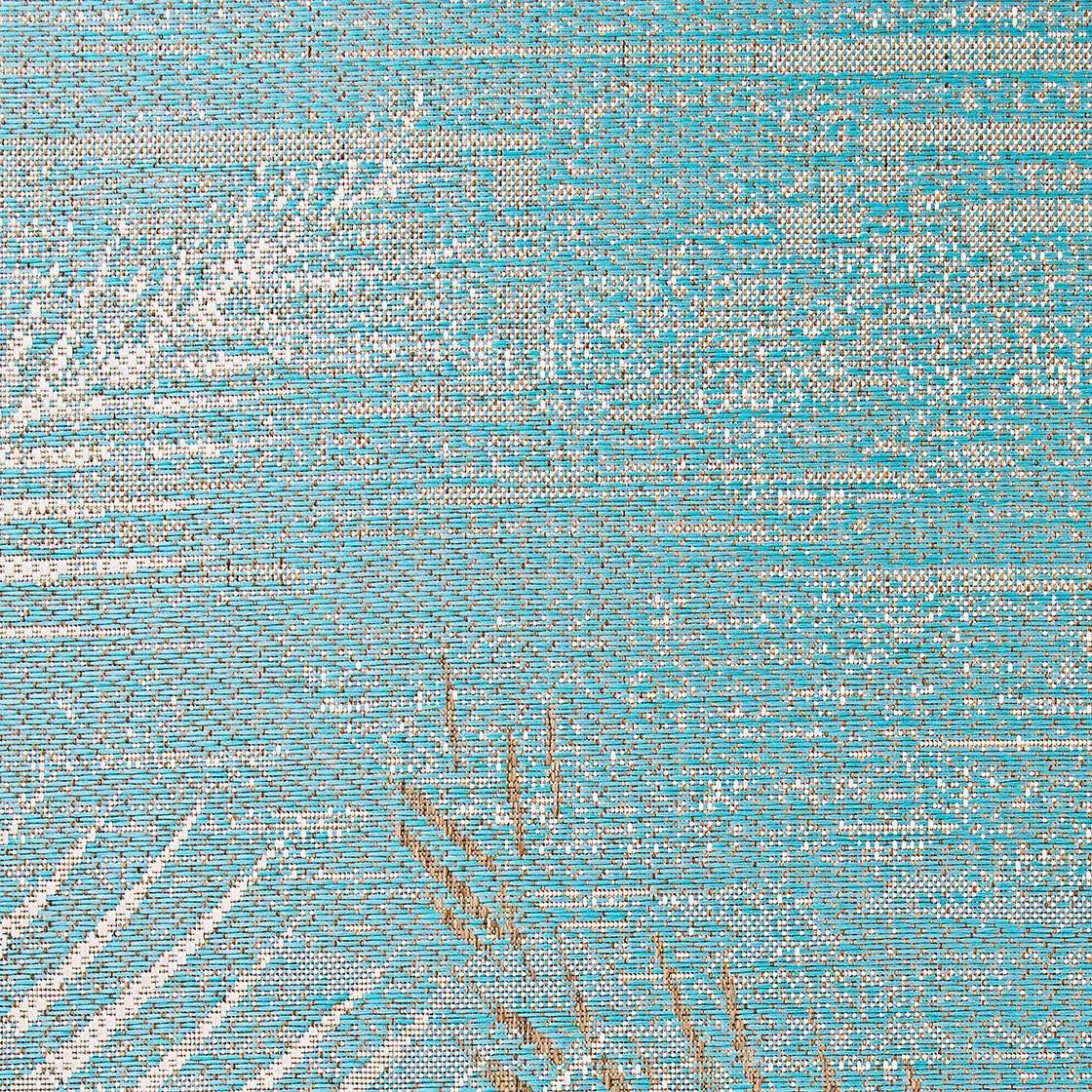 Couristan 24293134023710U 2 ft. 3 in. x 7 ft. 10 in. Monaco Tropical Palms Rug, Aqua
