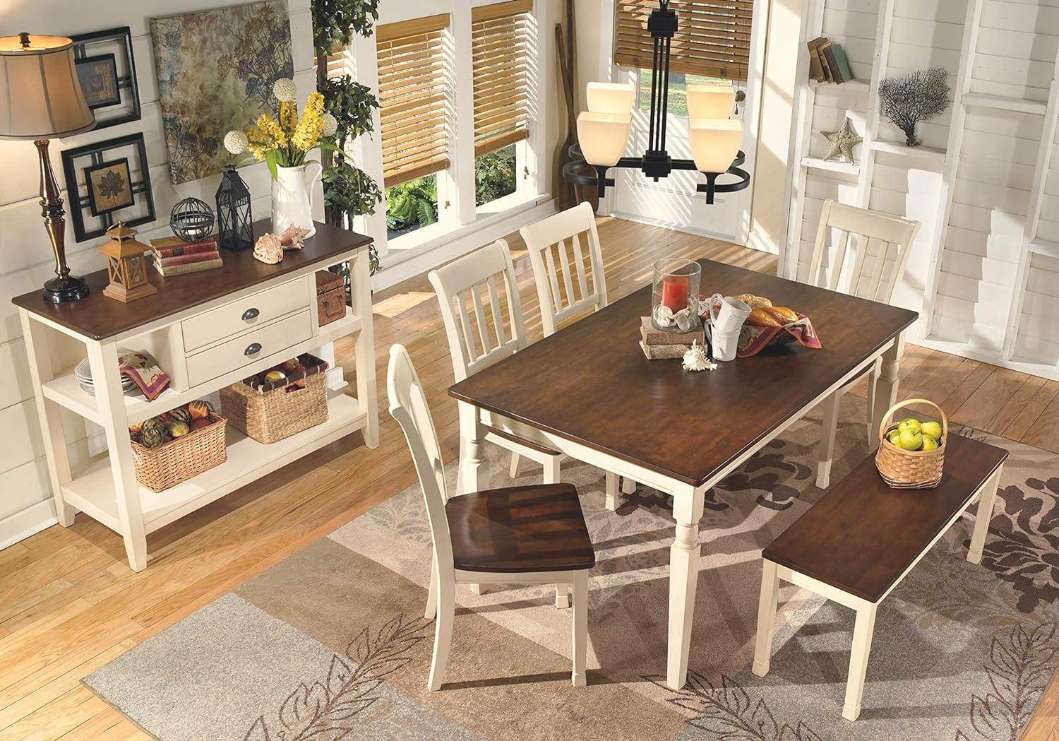 Cottage Charm Two-Tone Brown & White Rectangular Dining Table