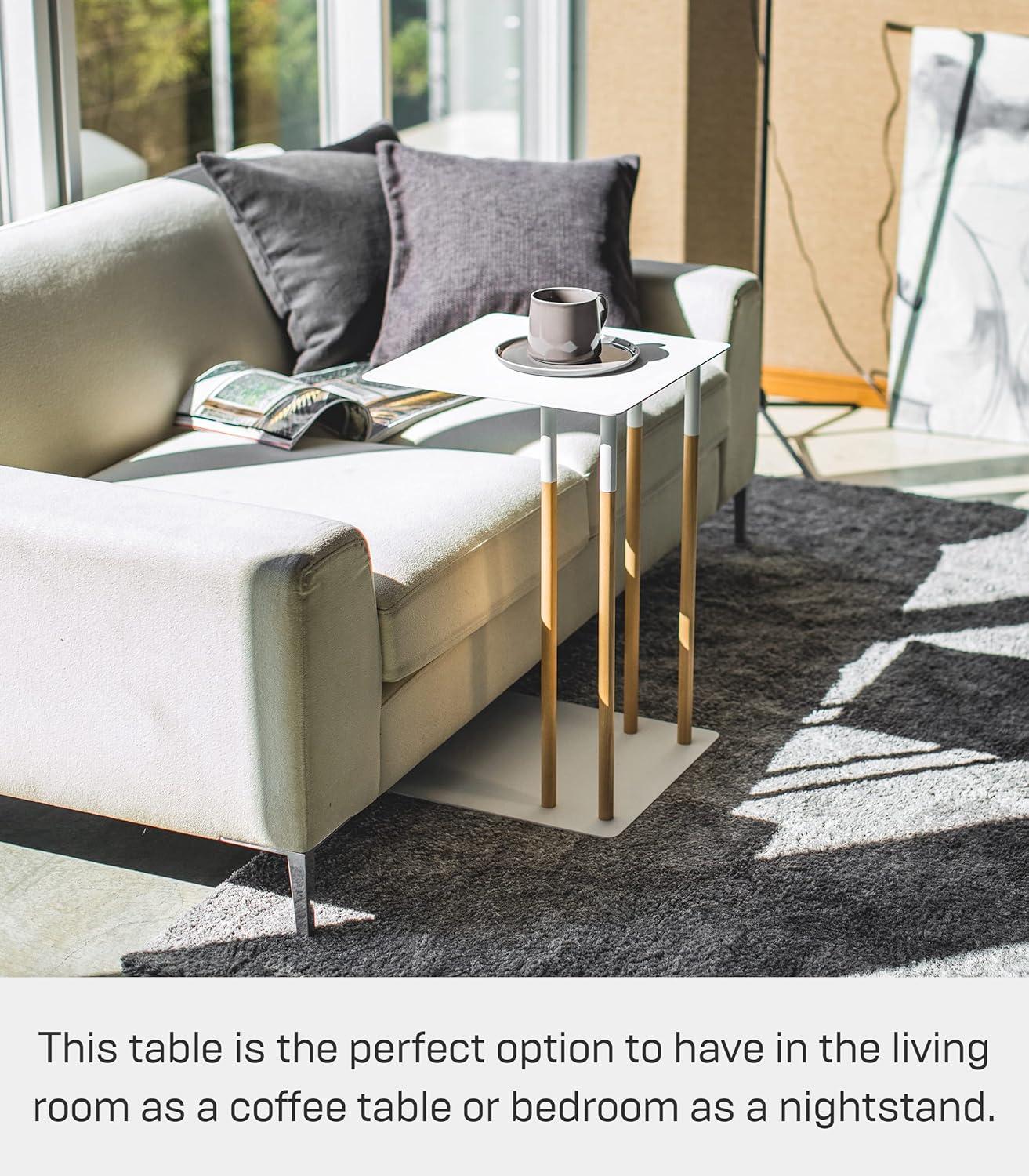 Plain Yamazaki Home Steel + Wood Sofa C Table End Table Coffee Tray, Bedside Or Living Room