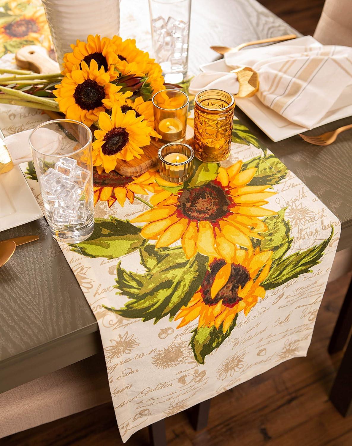 Colorful Cotton Sunflower Print Table Runner 14x72