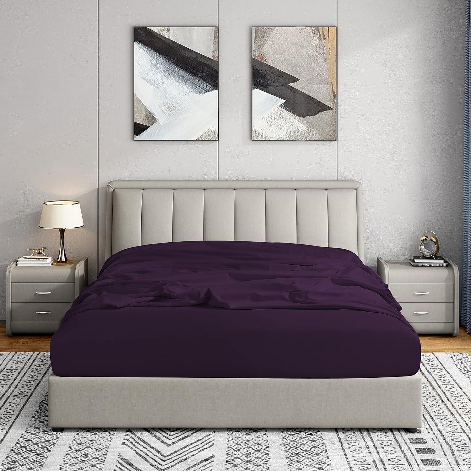 Eggplant Twin Ultra Soft Microfiber Fitted Sheet