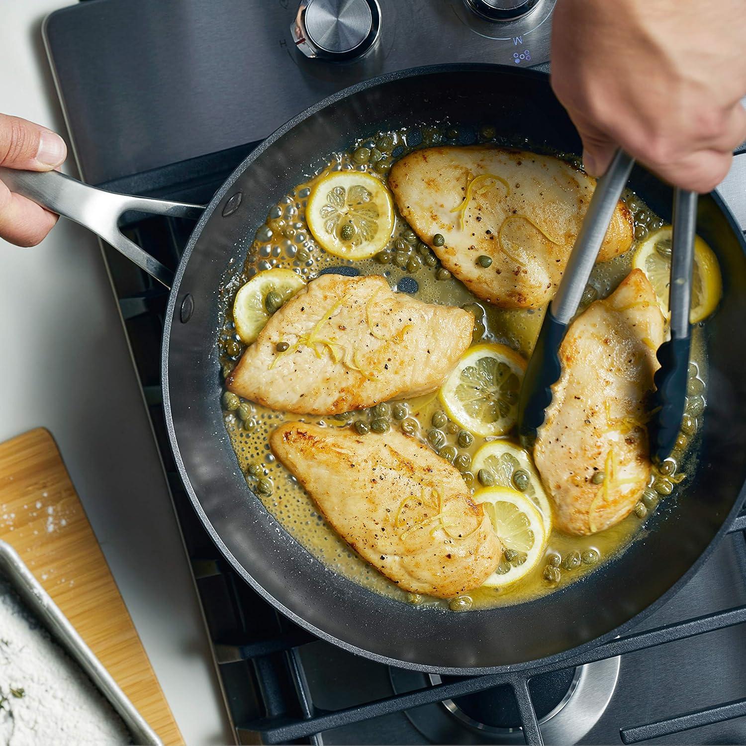 Matte Black 12.25 Inch Nonstick Aluminum Fry Pan with Lid