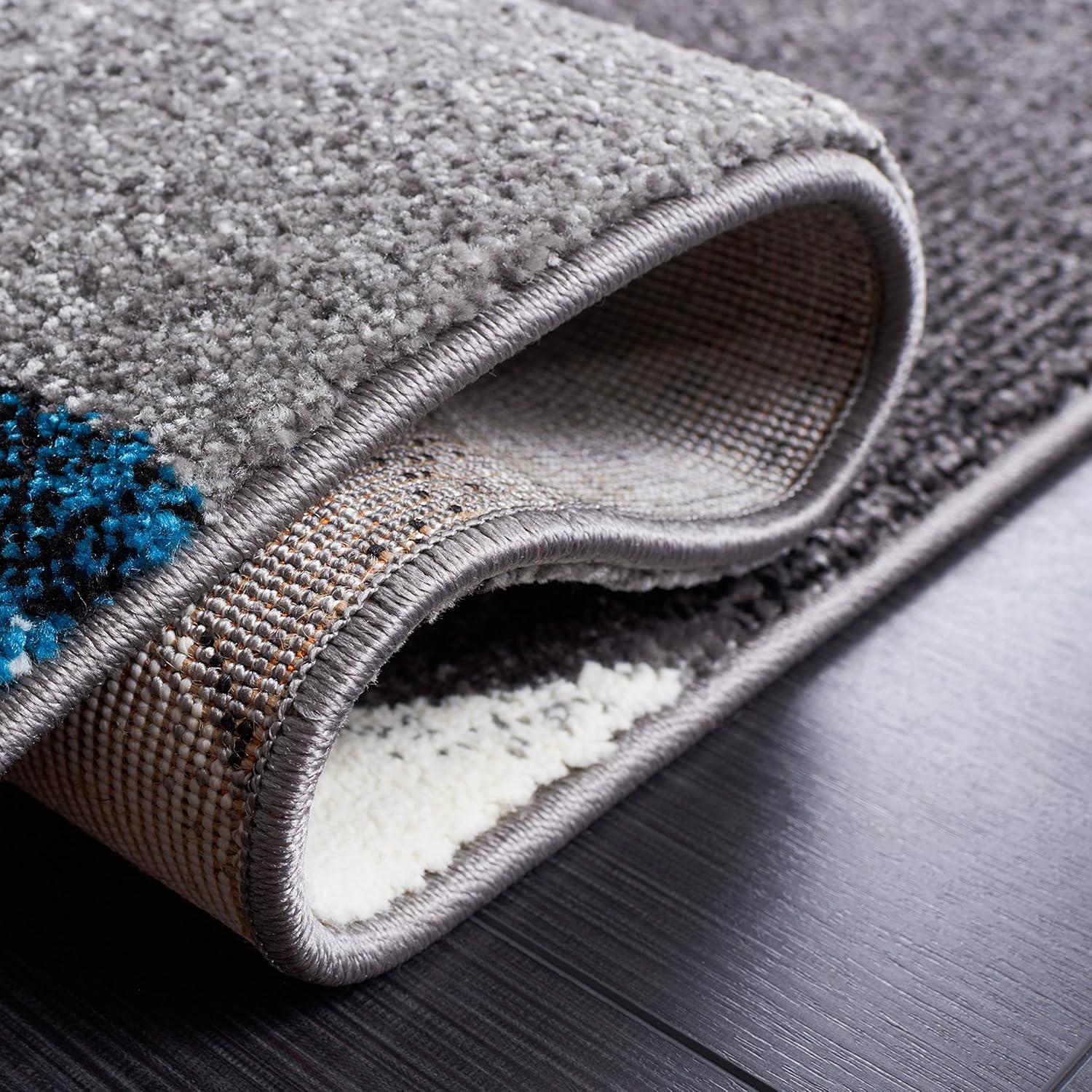 SAFAVIEH Hollywood Dalton Abstract Runner Rug, Grey/Turquoise, 2'3" x 8'