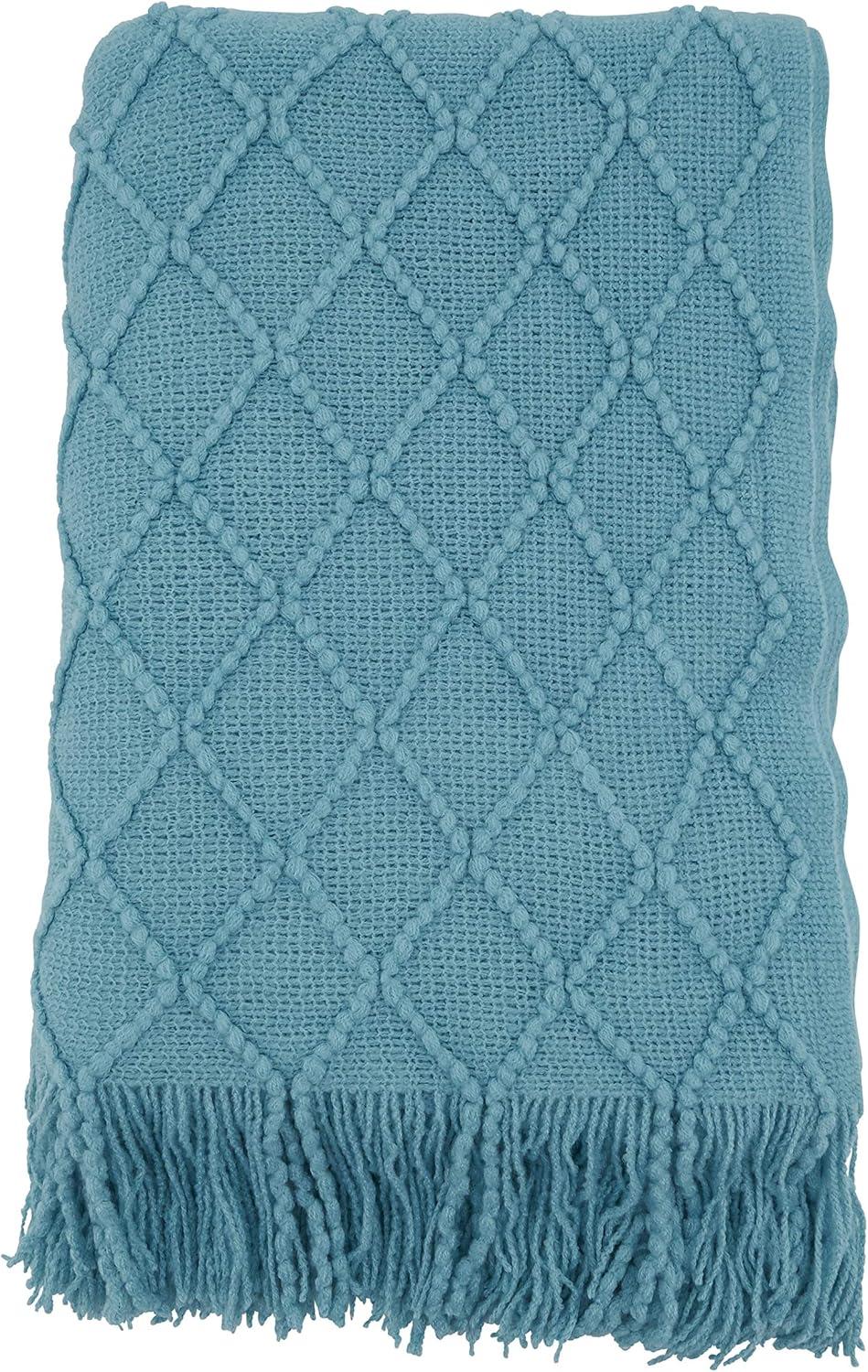 50"x60" Solid with Knitted Design Throw Blanket - Saro Lifestyle