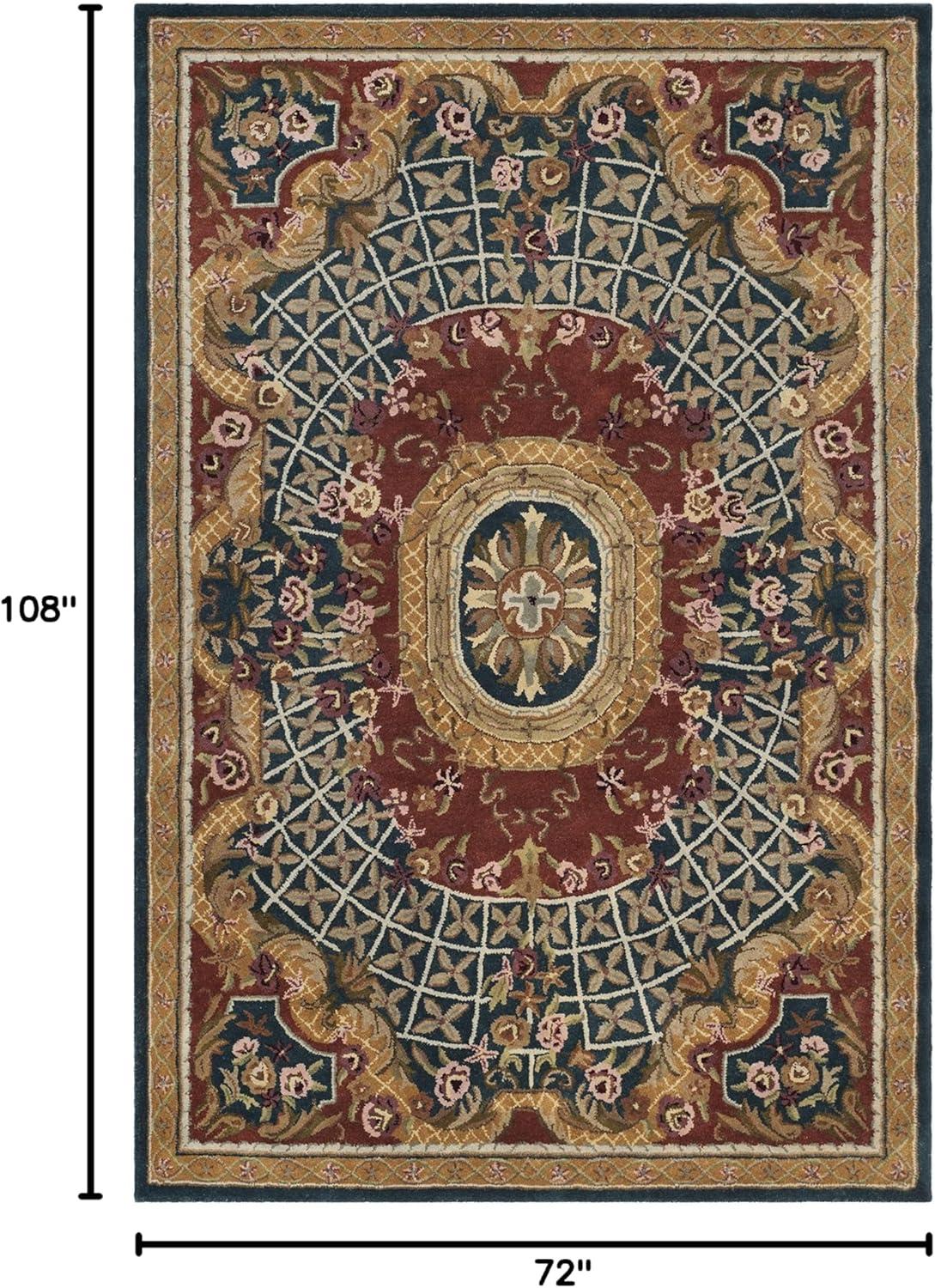 SAFAVIEH Classic Chandler Floral Bordered Wool Area Rug, Taupe/Light Green, 6' x 9'