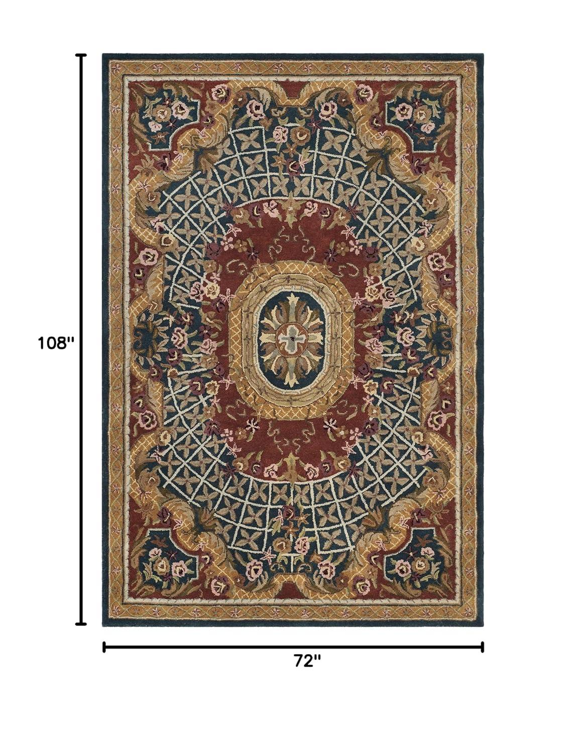 SAFAVIEH Classic Chandler Floral Bordered Wool Area Rug, Taupe/Light Green, 6' x 9'