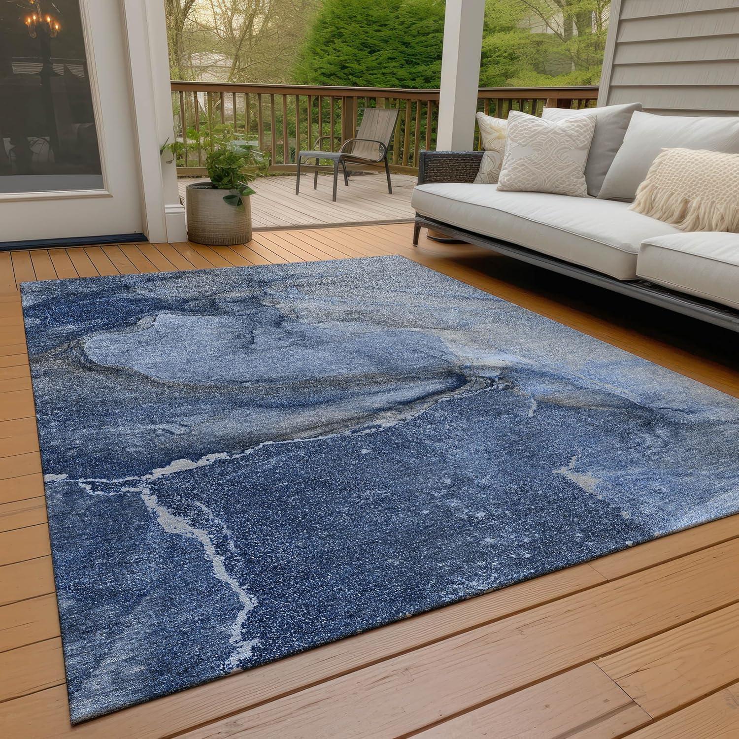 Addison Rugs Chantille ACN524 Blue 3' x 5 Indoor Outdoor Area Rug, Stain Resistant, Machine Washable, Non Shedding, Bedroom, Living Room, Dining Room, Kitchen Rug