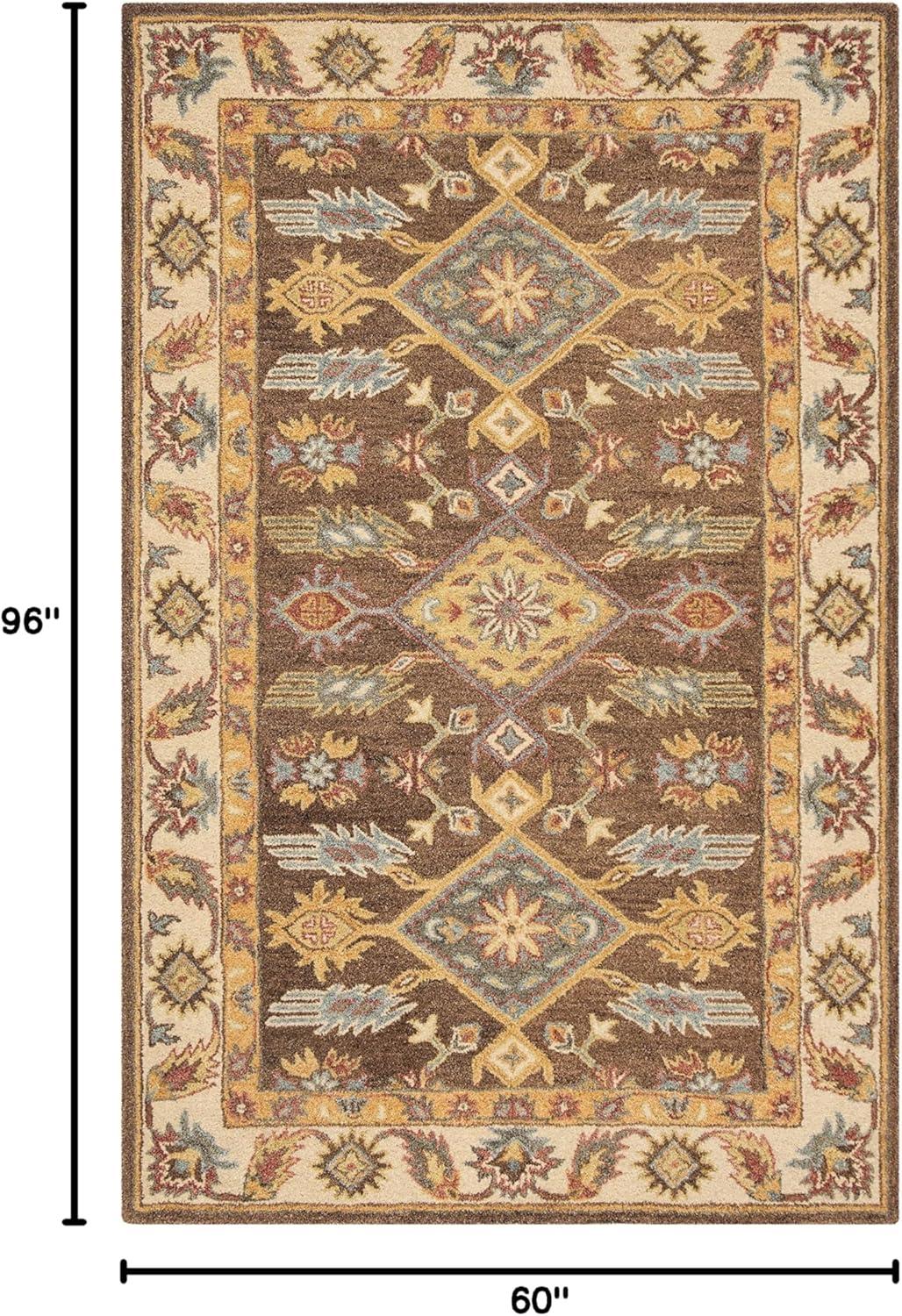 Antiquity AT502 Hand Tufted Area Rug - Dark Brown/Ivory - 5'x8' - Safavieh.