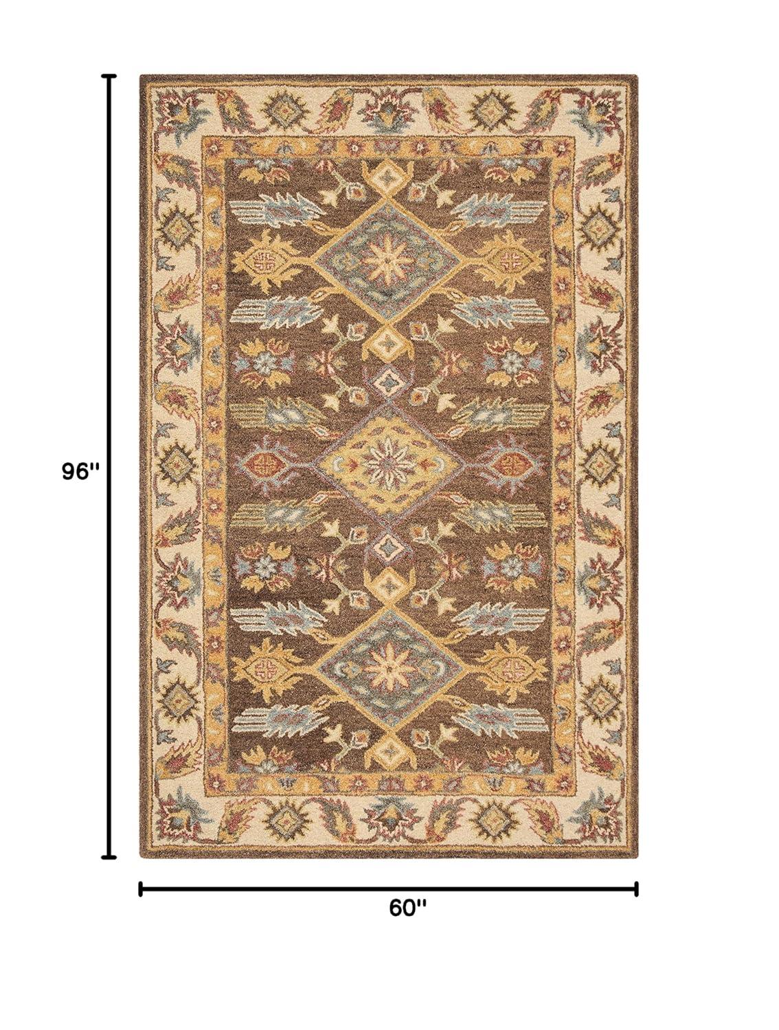Antiquity AT502 Hand Tufted Area Rug - Dark Brown/Ivory - 5'x8' - Safavieh.