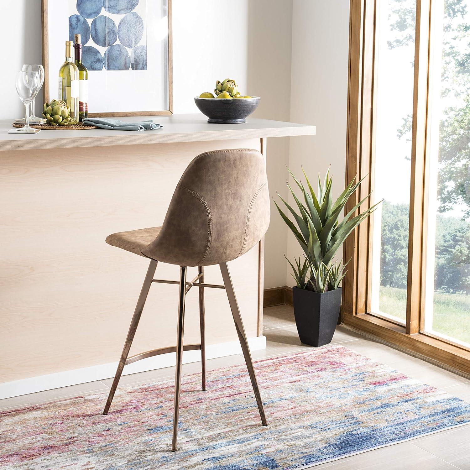 Mathison Counter Stool - FOX3012 - Brown/Copper - Safavieh Couture