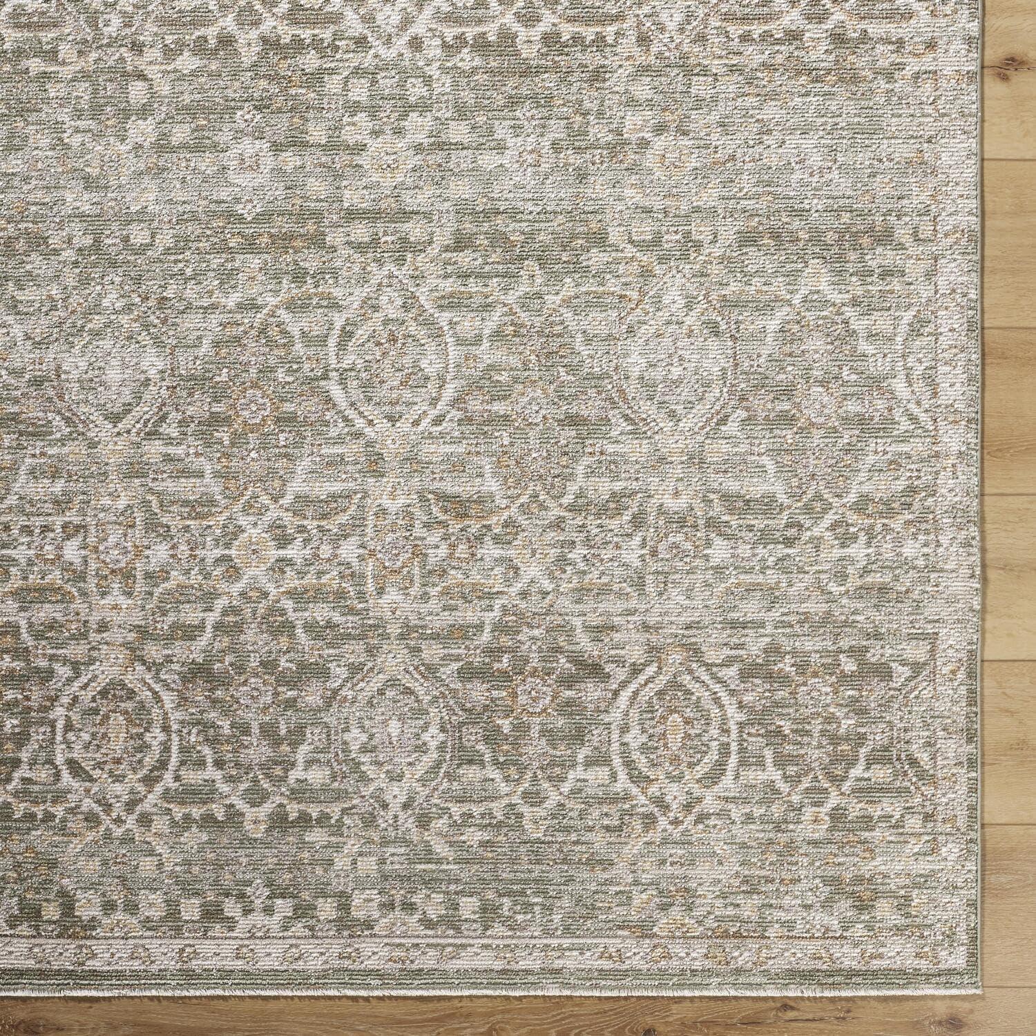 Myrtle Avenue Olive and Taupe Vintage Moroccan Area Rug, 5'3" x 7'7"