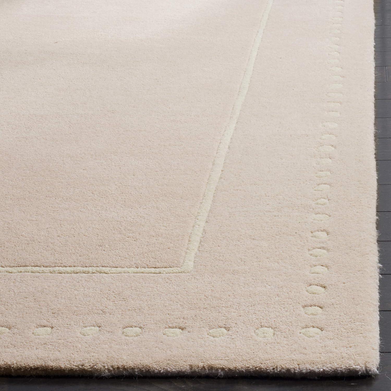 SAFAVIEH Bella Danita Plain Dotted Bordered Wool Area Rug, Light Pink/Ivory, 2' x 3'